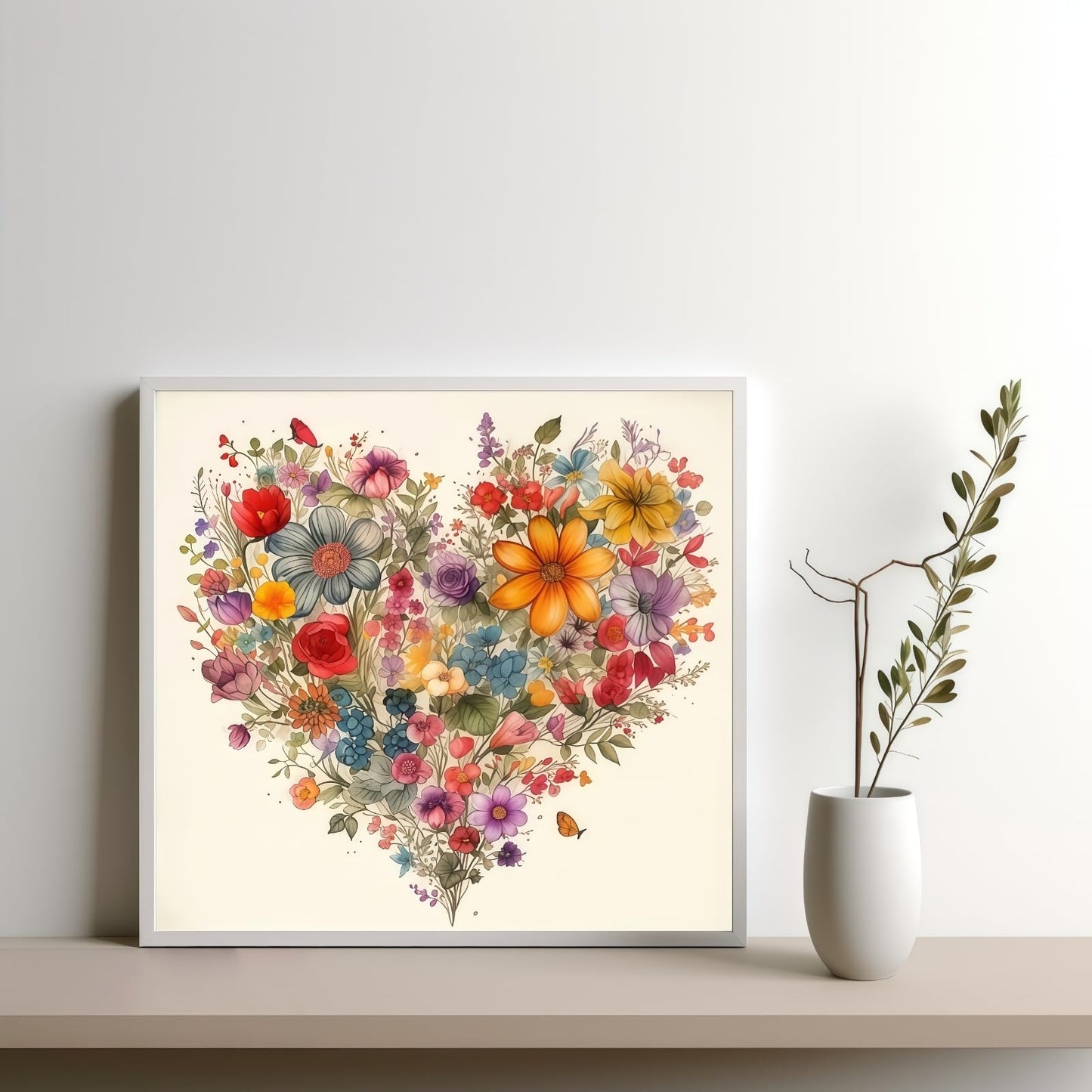 BYGFHLYW 5D Diamond Painting Kits for Adults, Heart Flower Diamond Art Kits for Adults Beginner, DIY Full Drill Diamond Dot Gem Painting for Home Wall Decor 13.78x13.78inch