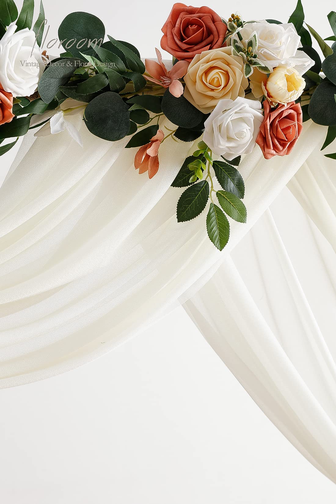 Wedding Arch Draping Fabric 2 Panels 20Ft Ivory Chiffon Fabric Drapes Arbor Drapery Wedding Ceremony Reception Swag Decorations