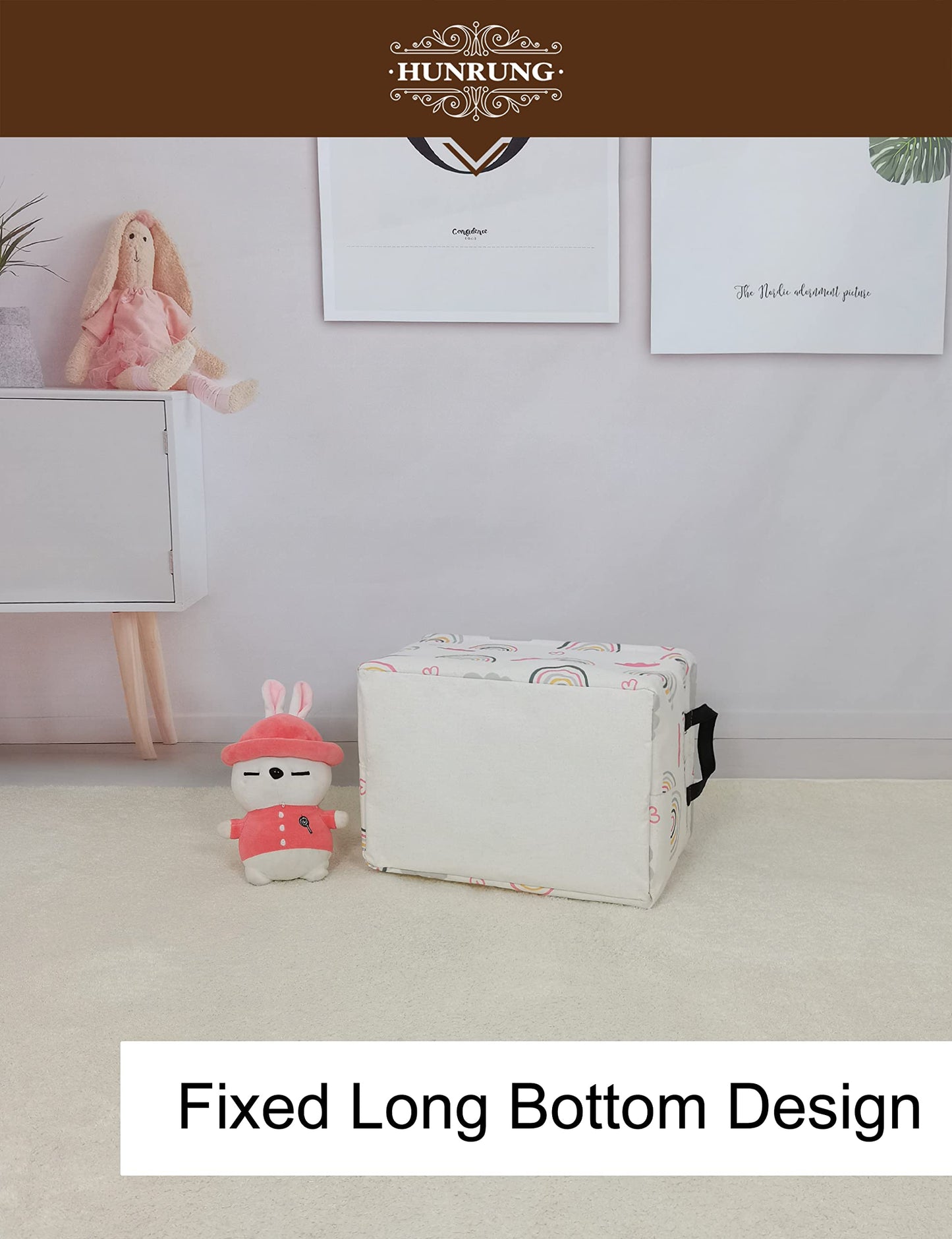 Rectangle Storage Basket Cute Canvas Organizer Bin for Pet/Children Toys, Books, Clothes Perfect for Rooms/Playroom(Rec-Rainbow)