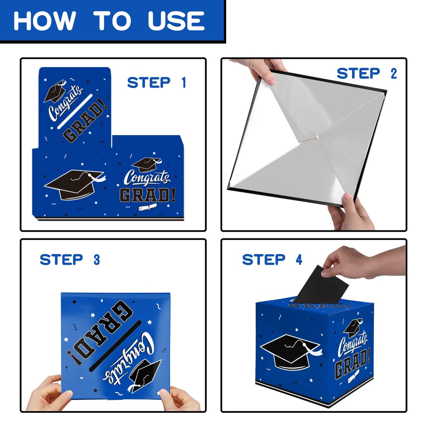 Gatherfun Graduation Decorations 2026 Graduation Box Graduation Card Box for Graduation Gift Graduation Party Favors Decor Party Supplies Blue