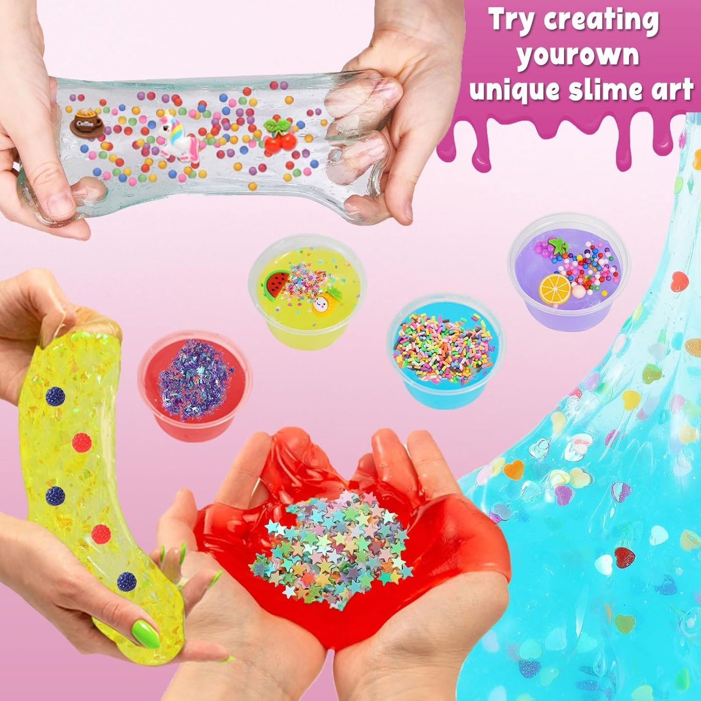 CityActs Slime Accessories Kit for Kids – Slime Mix-Ins Craft Supplies (Charms, Glitter, Foam Balls, Sequins) – DIY Craft Supplies, No Glue Included