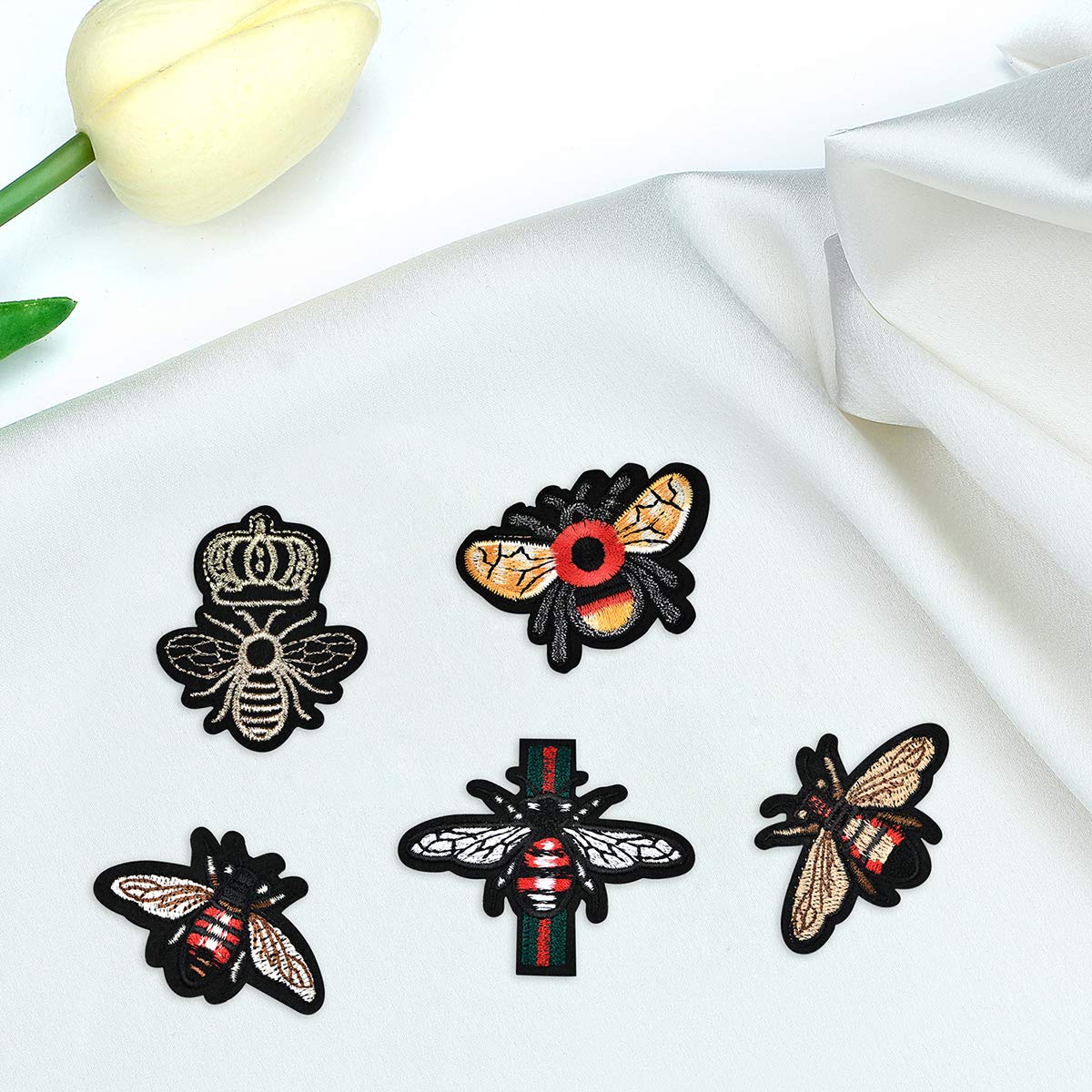 PGMJ 24 Pieces Cute Insect Patches Applique Sew Iron on Embroidered Sewing Iron on Bees Patches Sewing Patch Bags Jackets Jeans Clothes Caps (K27_1)