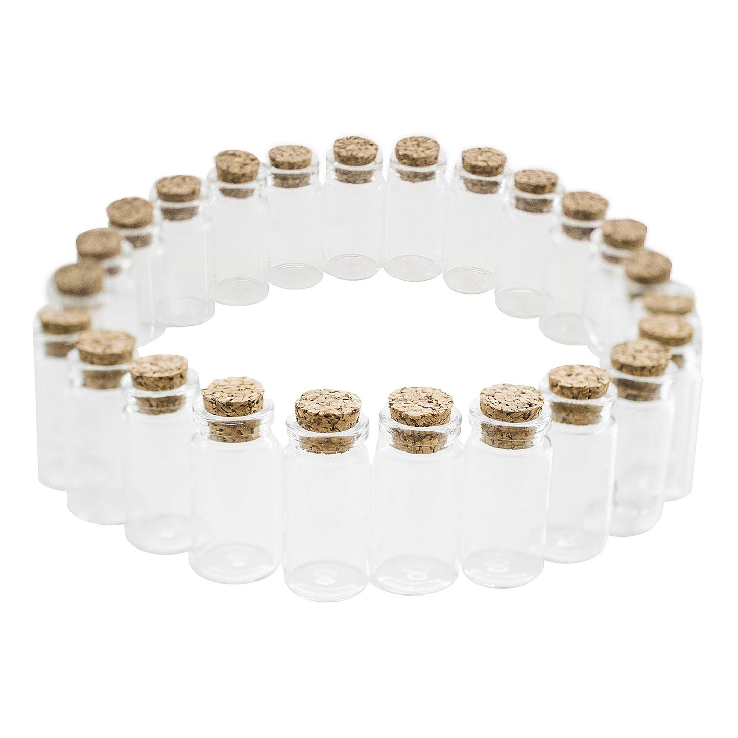 Mini Clear Glass Jars Bottles with Cork Stoppers for Arts & Crafts, Projects, Decoration, Party Favors - Size: 1-1/2" Tall X 3/4 Inches Diameter (24)