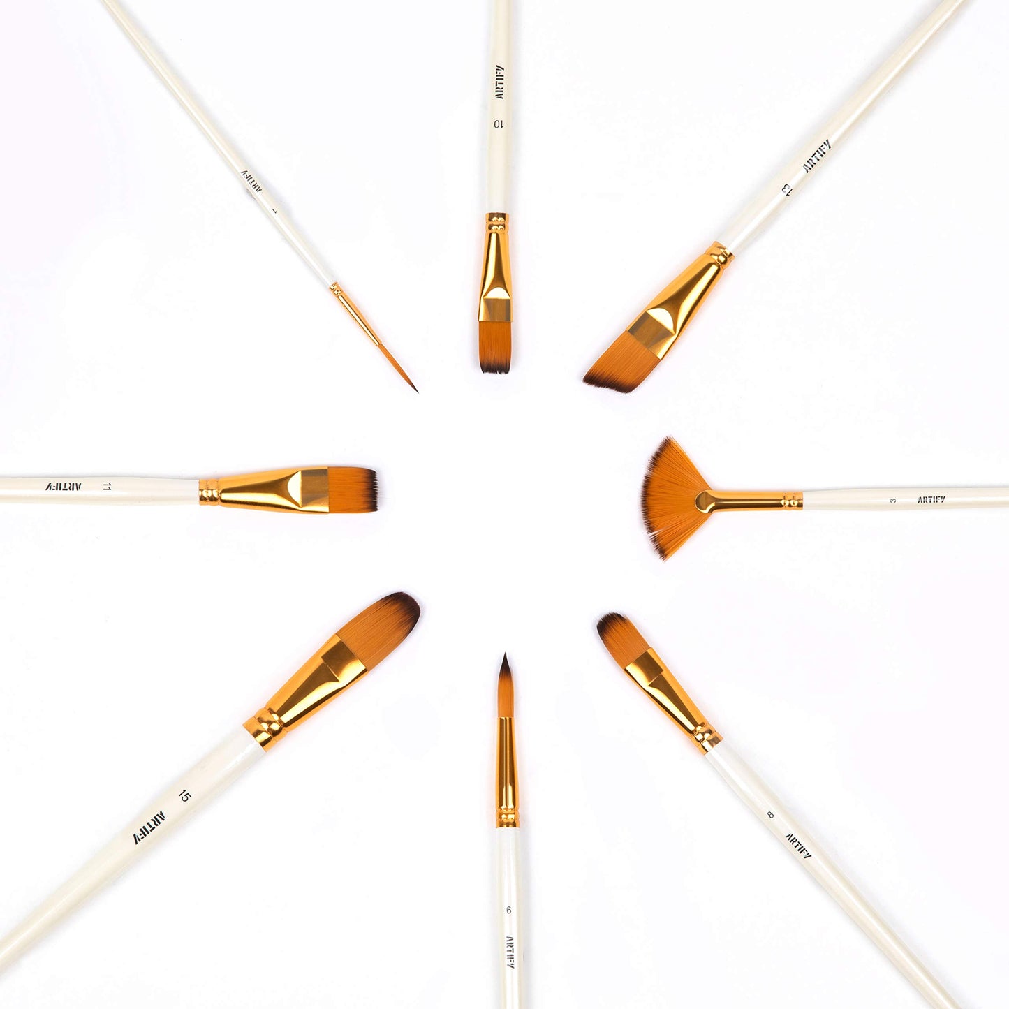 21 Piece Paint Brush Set, ARTIFY 18 Acrylic Paint Brushes, Palette Knife, and 2 Sponges, Professional Artist Paint Brushes for Acrylics, Watercolors, Gouache, Canvas, and Face Painting, Ivory White