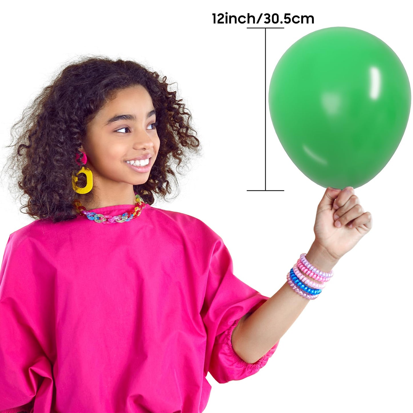 OWill 100pcs Green Balloons 12 Inches Different Shades Dark Green Emerald Green Lime Green Chrome Metallic Green Latex Balloons for Jungle Safari Party Supplies St. Patrick's Day Decoration