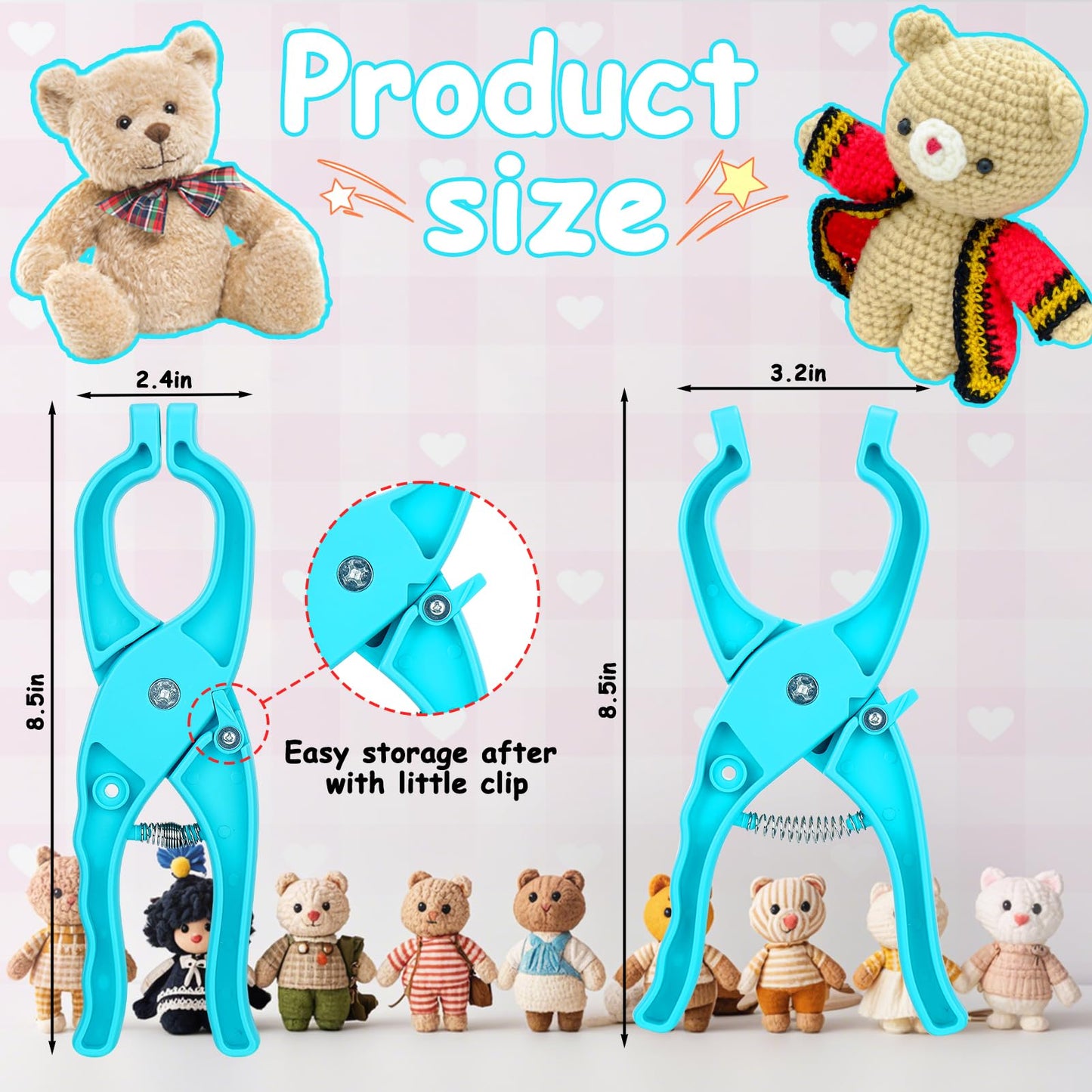 Juome Upgraded Safety Eye Tool for Crocheting - Crochet Tools for Attaching Crochet Safety Eyes, Auxiliary Tool for 5-30mm Stuffed Animals Safety Eyes Doll Making Supplies (Blue 1pcs)