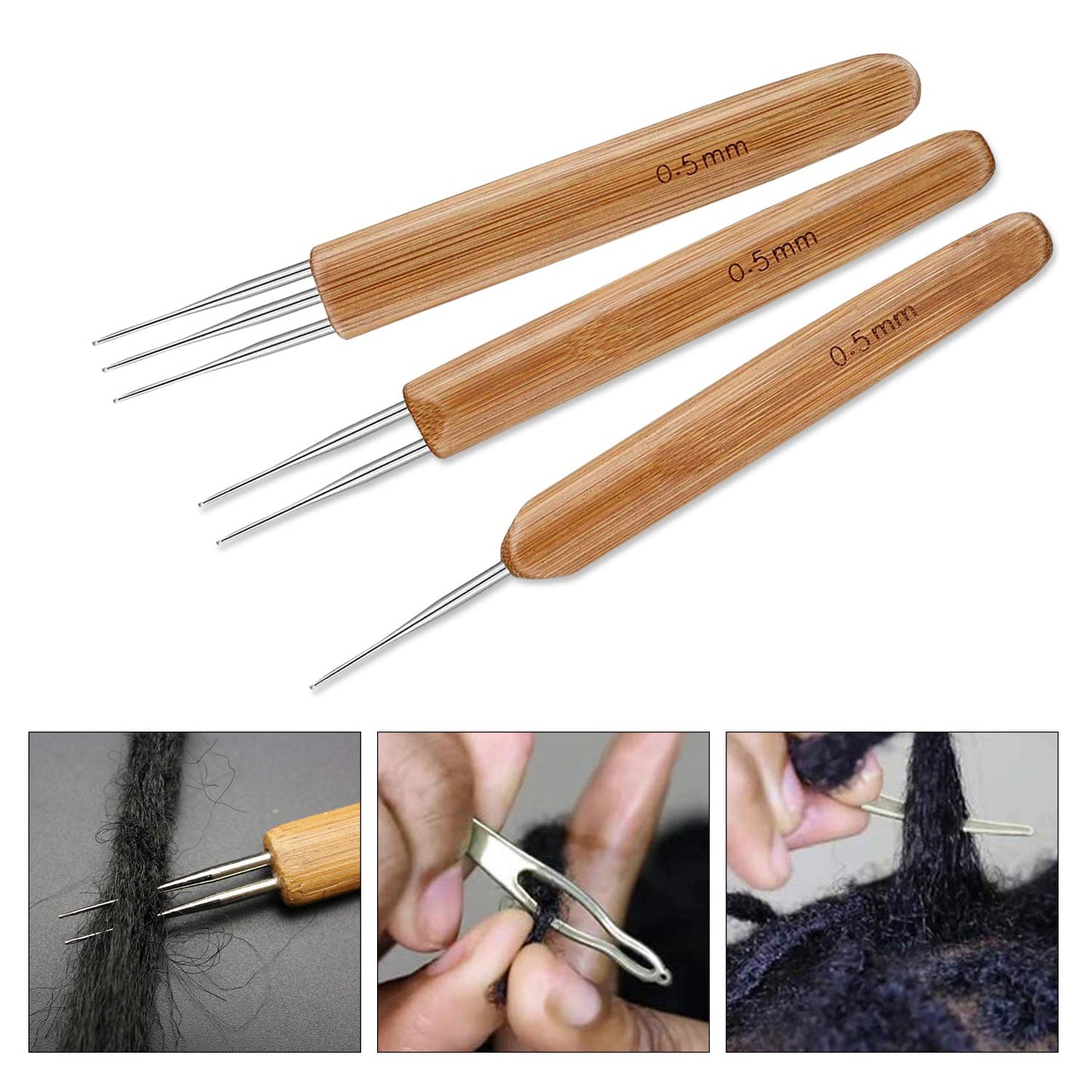 AUGSUN Dreadlock Crochet Hook Tool,Braid Hair Dreadlocks Needle, Interlocking Tool for Locs,Weaving Crochet for Braid Craft Knitting Needles (0.5mm)