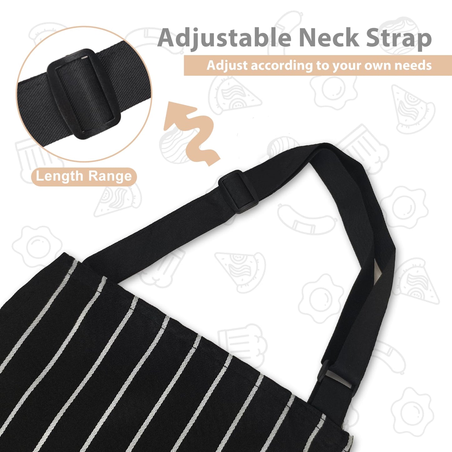2 Pack Kitchen Aprons, Apron for Cooking with 2 Pockets, Unisex Adjustable Neck Strap Chef Aprons for Men Women (BLACK & BROWN)