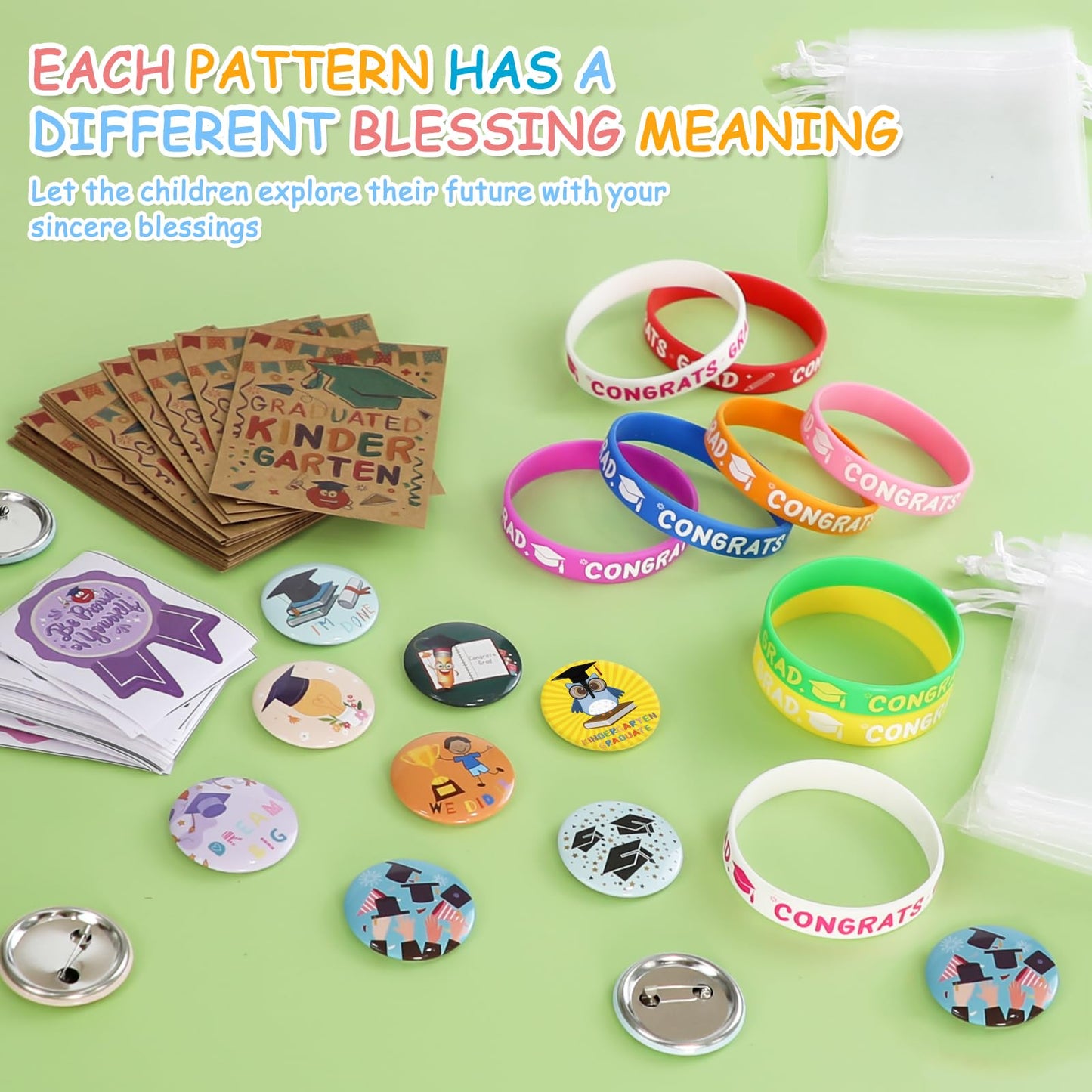fethwoin 120Pcs Kindergarten Graduation Gifts for Boys and Girls, Congrats Grad Kinder Graduation Gifts 2026, Kids Grad Wristbands Pins Presents for Pre k Graduation Party Decorations Favors