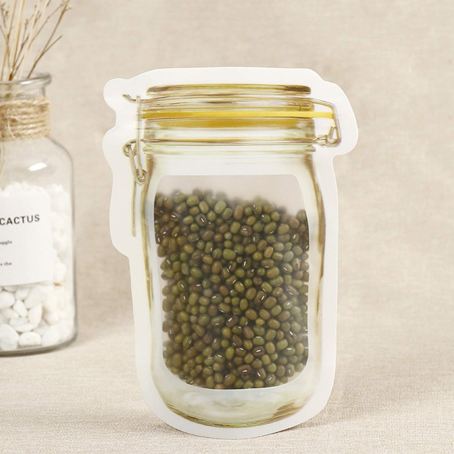 Mason Jar Bags Yellow, 20 Pcs Reusable Airtight Seal Food Storage Bags Leak-Proof Saver Bags for Travel Camping