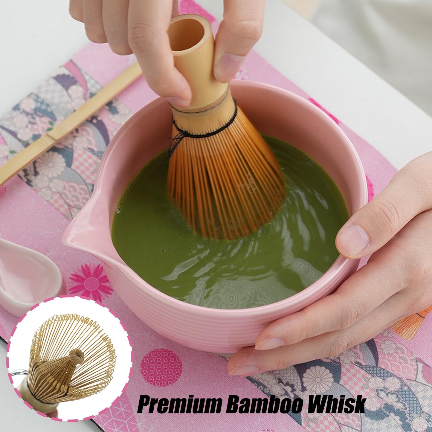 Matcha Whisk Set, 9 pcs Ceramic Matcha Set, Gifts for Women,Matcha Bowl with Spout and Whisk, Matcha Kit for Matcha Lovers, Ideal Gift Christmas, Birthday, Anniversary
