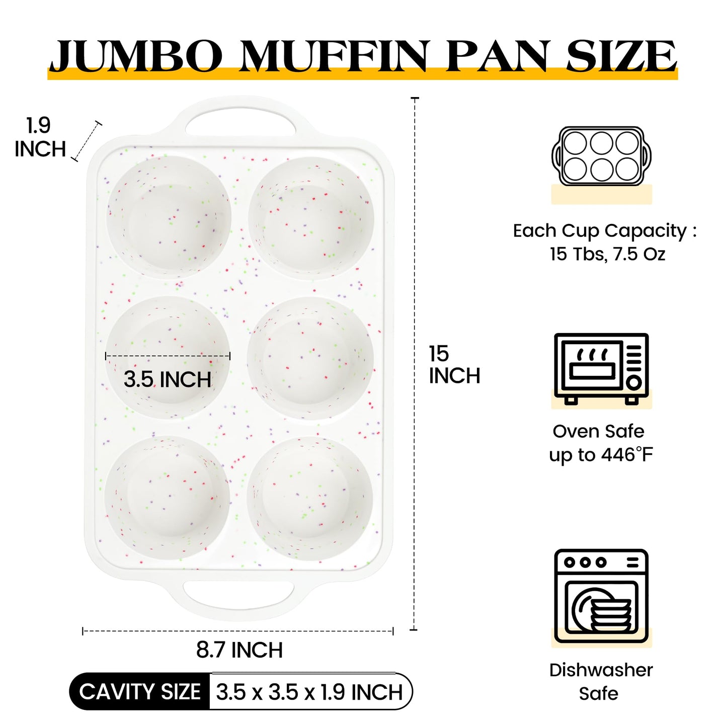 AOTASO silicone muffin pan for baking with metal frame (Cream, Jumbo：6-Cup x 2 Pcs)