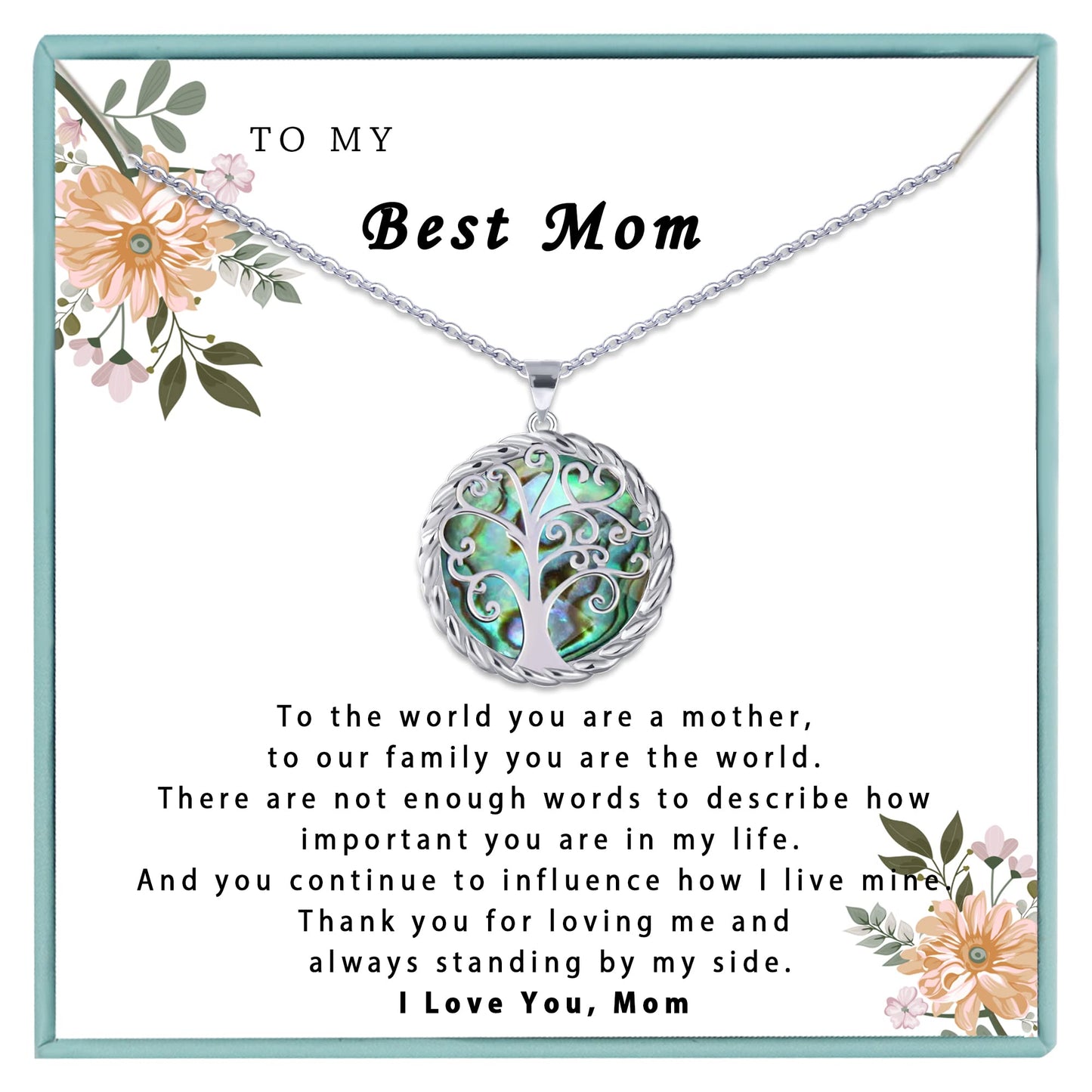 SmileBelle Mom Necklace as Mothers Day Gifts from Daughter Son, Mom Jewelry as Birthday Gifts for Mother, Mother Necklaces as Unique Sentimental Jewelry Gifts for Mommy