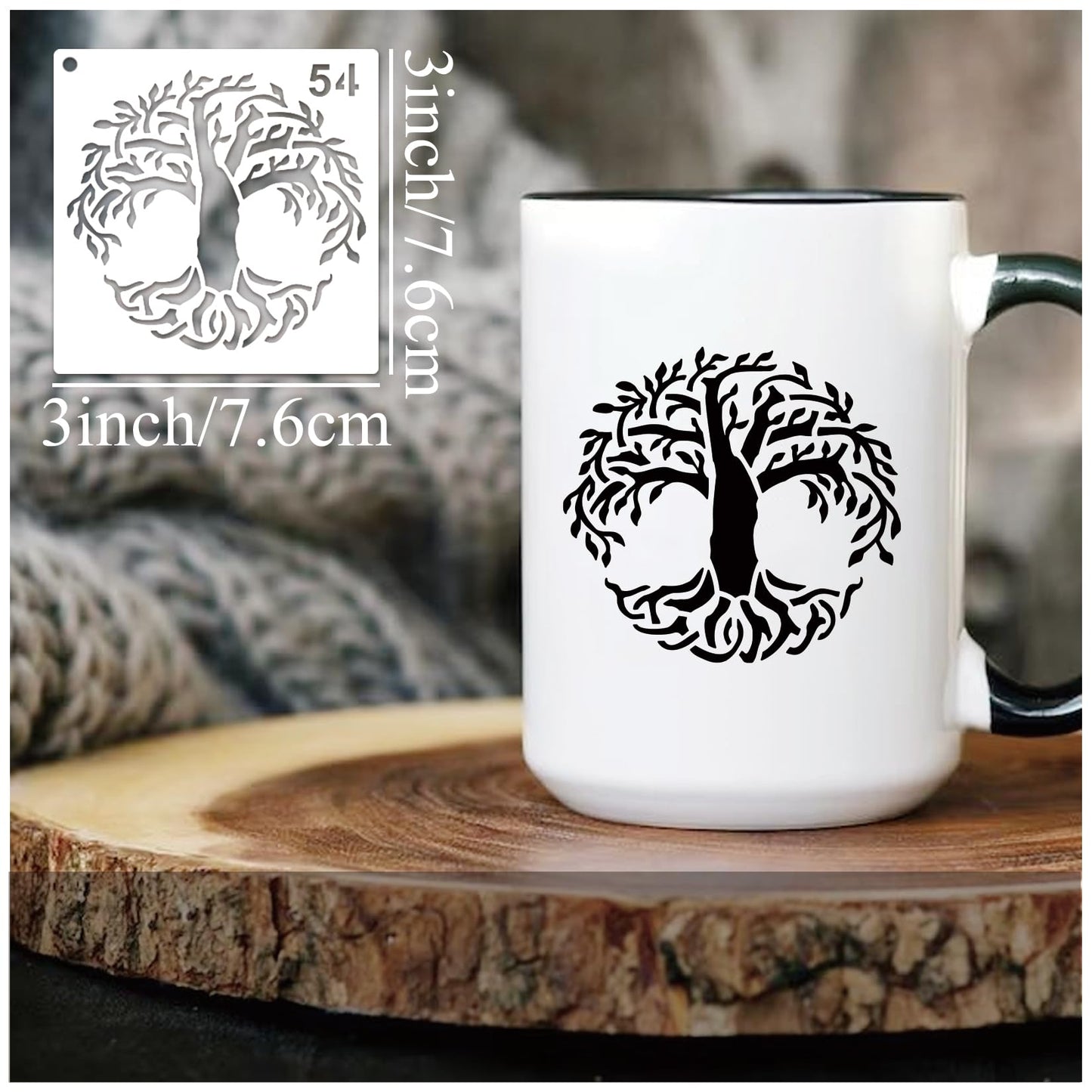 Small Stencils for Painting on Wood Reusable, 3 Inch Reusable Stencil for Craft Ornament Paint Template Stencils for Wall Card Rock Wood Signs Coasters Canvas Home Decor(Tree)