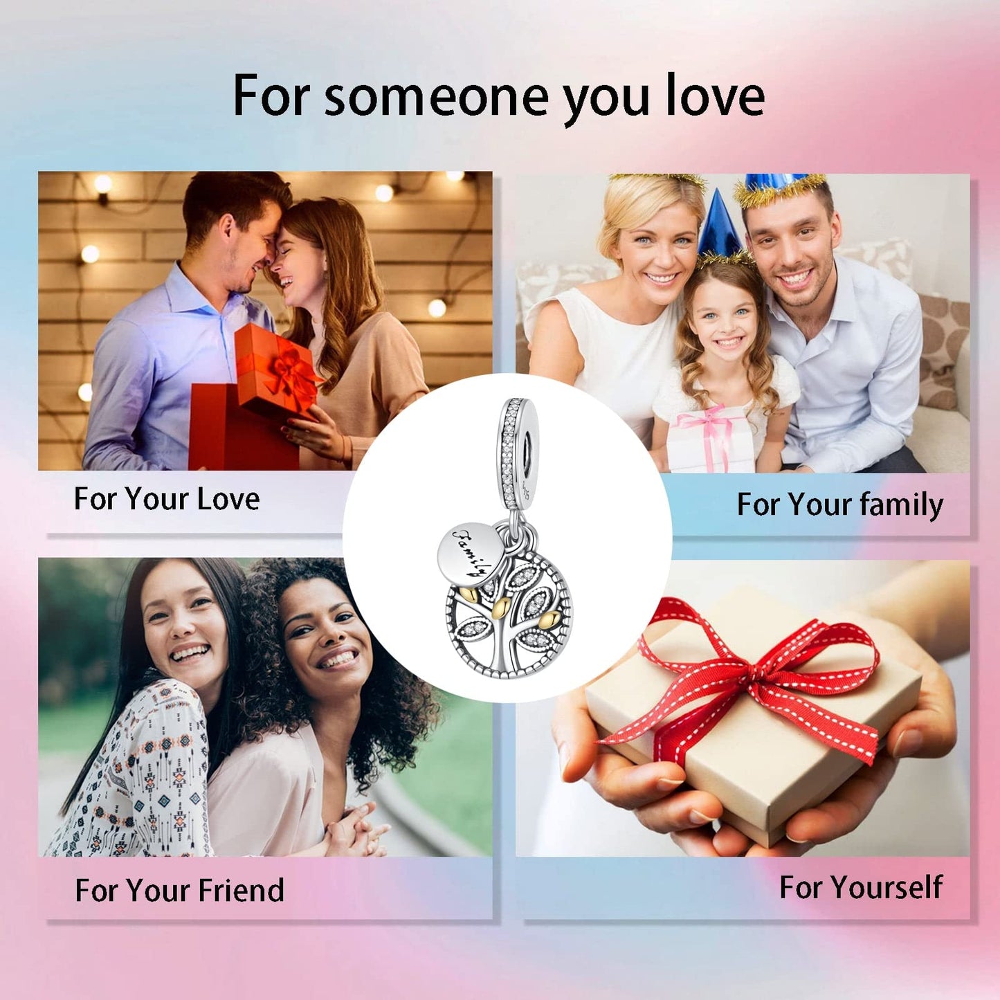 Alstade Family Tree Dangle Charm 925 Sterling Silver Charms fits Bracelets and Necklace Pendant Bead Charms Jewelry Present for Women Family Friends