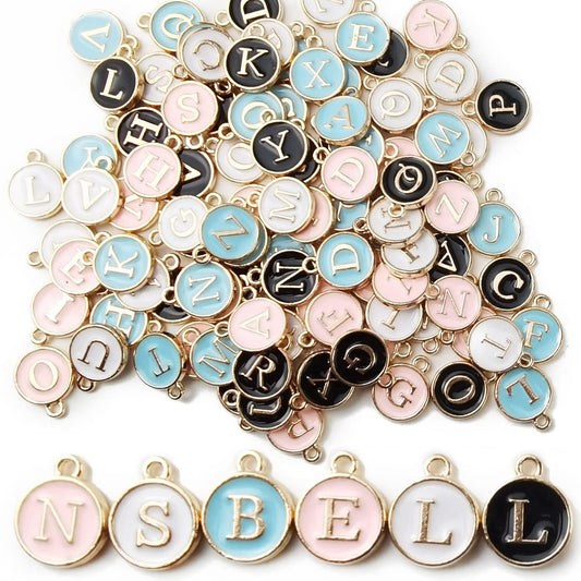 104PCS Letter Charms for Jewelry Making Charm for Bracelet Initial Charms Double Sided Alphabet Charms for Necklace Bracelet Jewelry Making