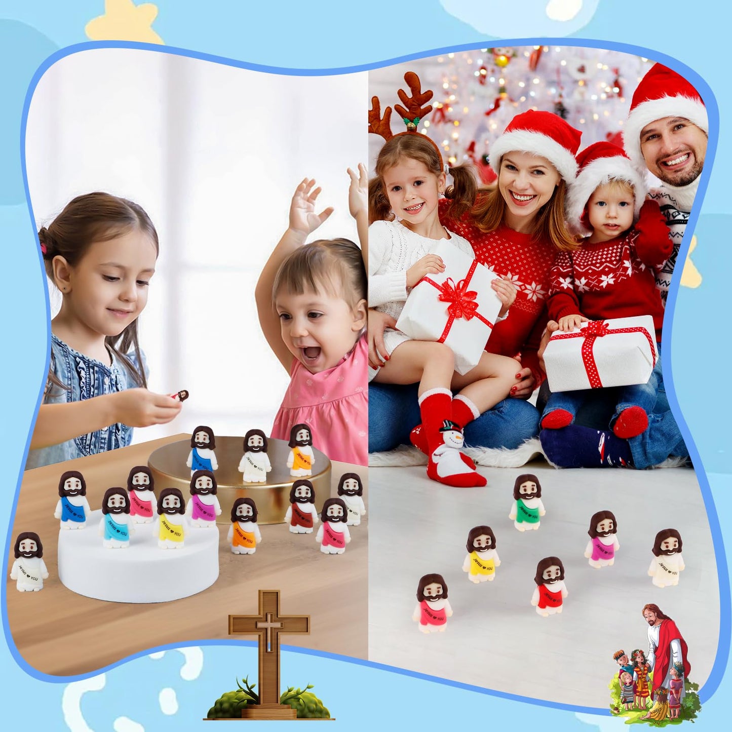 ajabavbd 40PCS Little Jesus Figures, 10 Color Tiny Jesus Figurines in Bulk, Mini Jesus Figure Religious Gifts, Christian Mothers Day Teacher Appreciation Gifts for Kids Women Mom (40PCS)