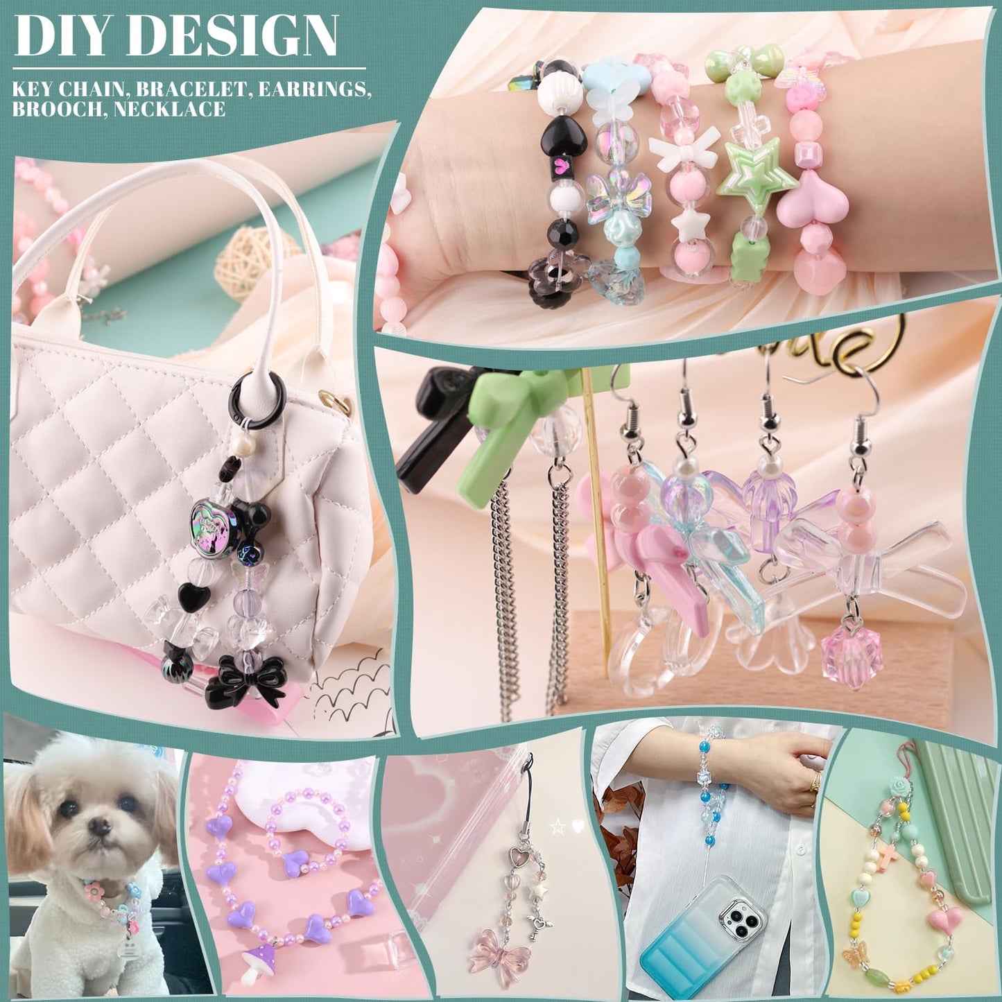 TINKRSTUFF Assorted 170-230PCS Purple Acrylic Beads for Bracelet Making, Flower Bow Butterfly Candy GummyBear Aesthetic Bracelet Charms,Cute Beads for Jewelry Making DIY Necklace Keychain Phone Charm