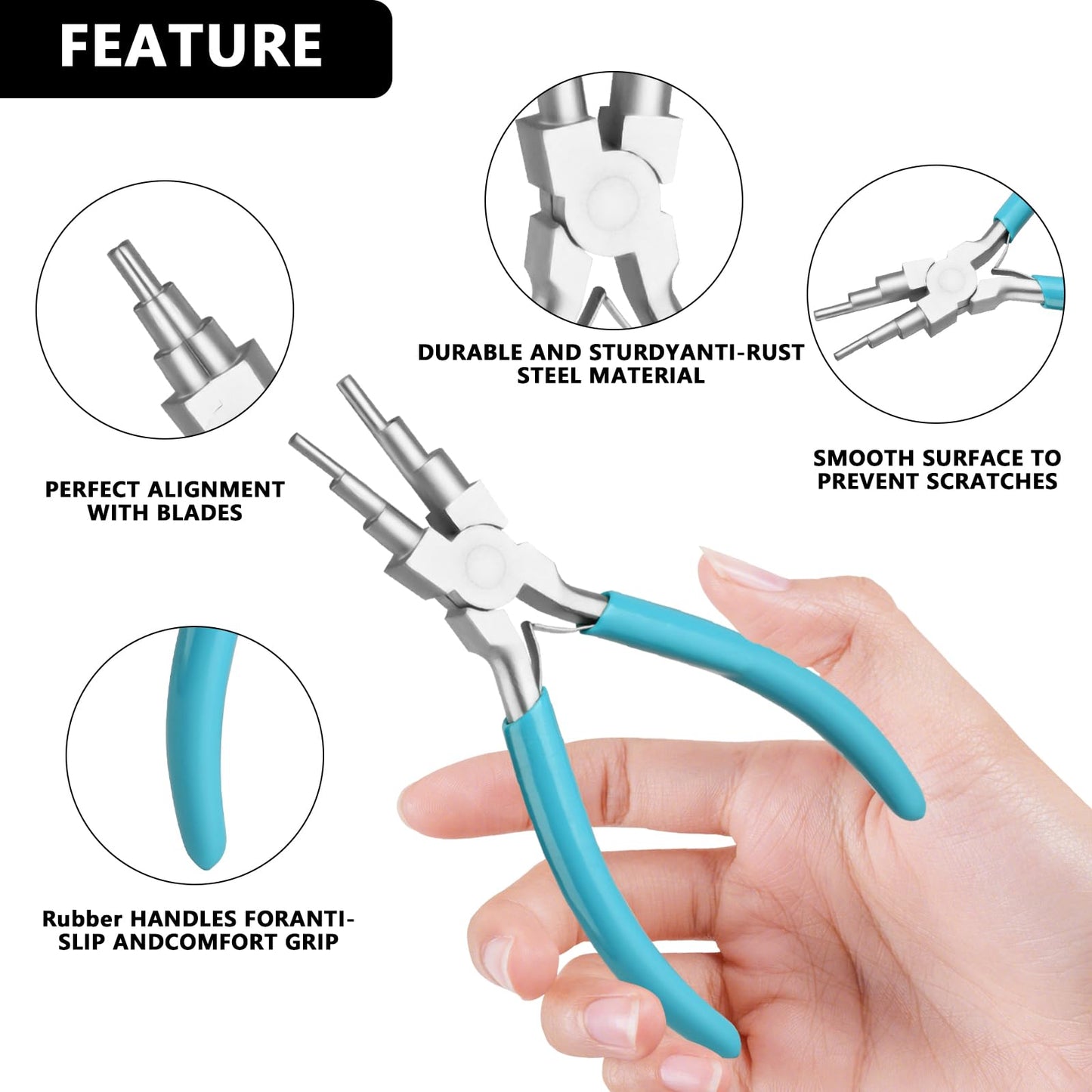 2 Pieces 6 in 1 Jewelry Pliers Jewelry Making Tool Bail Making Pliers wire bending pliers Wire Bending for Beading Looping Shaping Wire DIY Crafts,Bending Jewelry Makings Looping Crafts