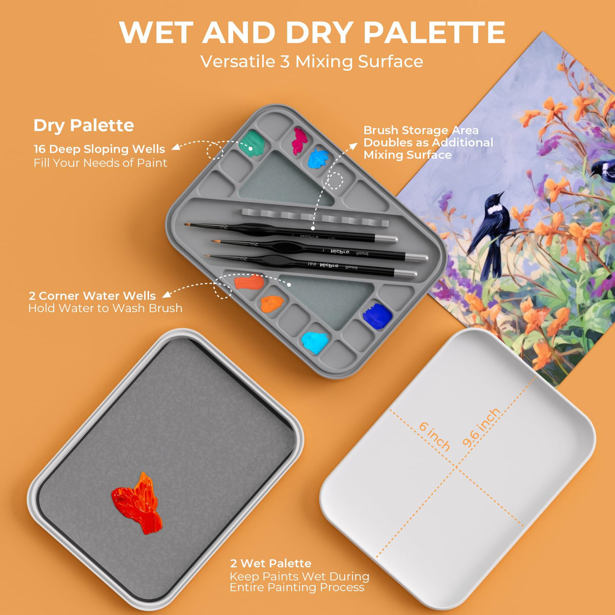 Miniature Painting Kit with Wet Palette, Detail Paint Brush Drybrush