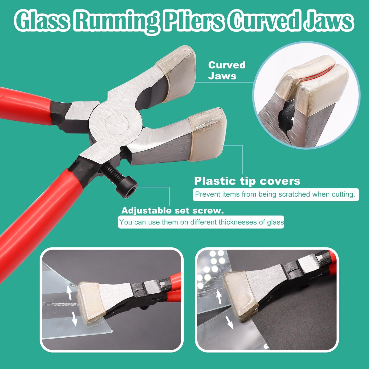 10pcs Glass Cutting Tool Kit - Glass Cutter, Running Pliers, Grozer Pliers, Oil Feed, Engraving Pen, Screwdriver