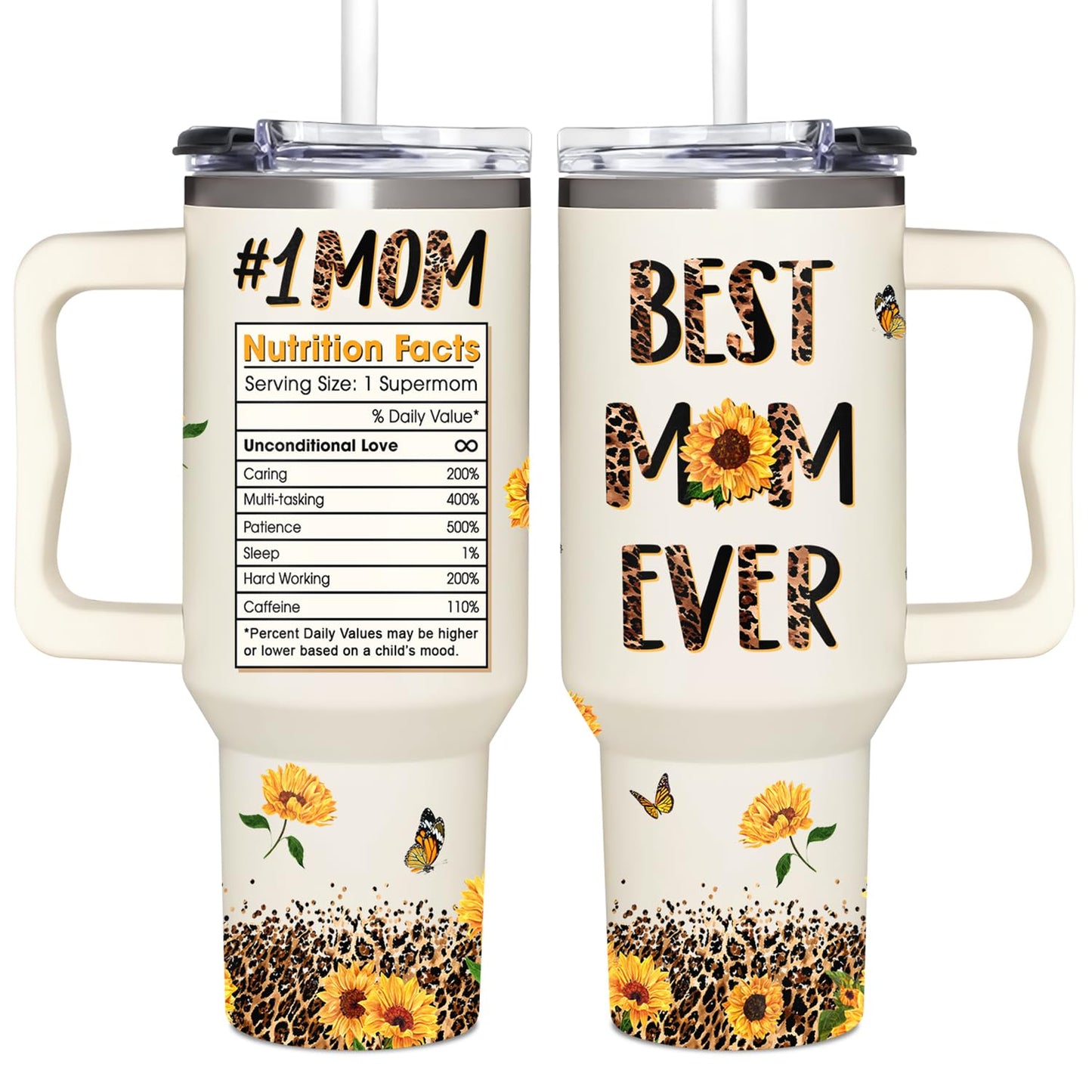 Best Mom Ever Gifts - Mothers Day Gift For Mom from Daughter, Son, Kids - Birthday, Christmas Gifts Idea For Mother, Mom, Wife - Tumbler With Handle 40oz