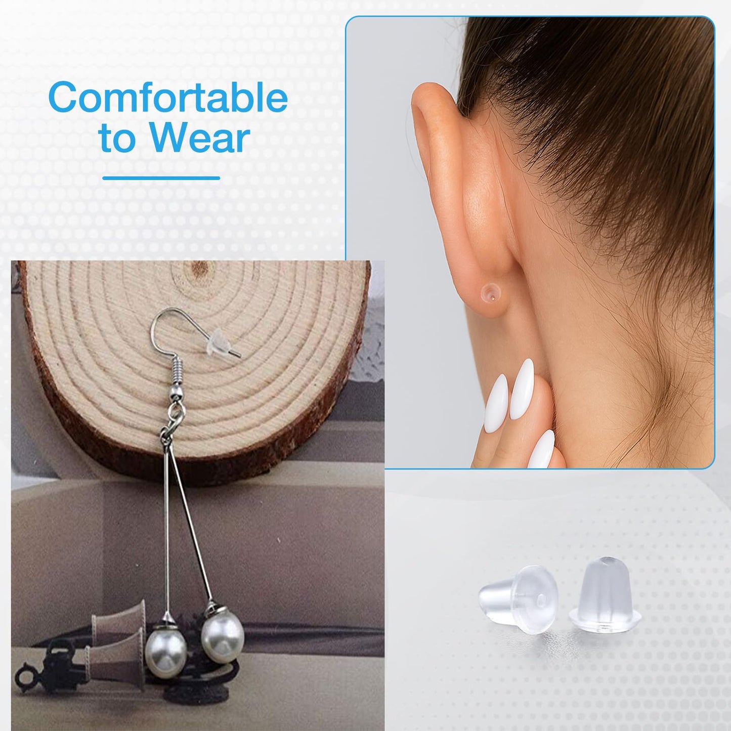 Earring Backings, Rubber Earring Backs for Stud Earrings for Women, Backs for Fish Hook Earrings (100 Pieces)