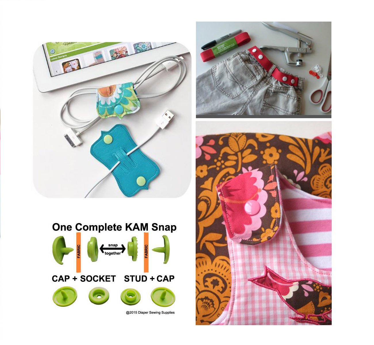 ilauke 408 Sets Plastic Snap Buttons, No-Sew T5 Snaps with Organizer Storage Case for Bibs Diapers Crafts