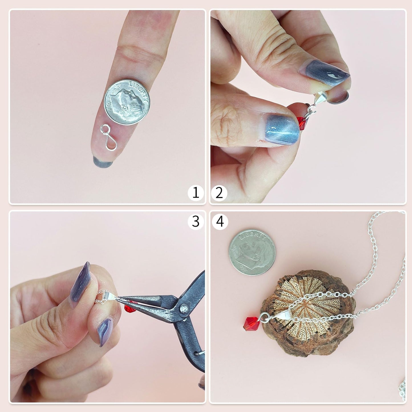 OHINGLT 14K Gold Bails for Pendants Clasp with Open Loop,925 Sterling Silver Jewelry Bails for Pendants Slider Connectors for Necklace Jewelry Making Made in Italy(5Pcs)