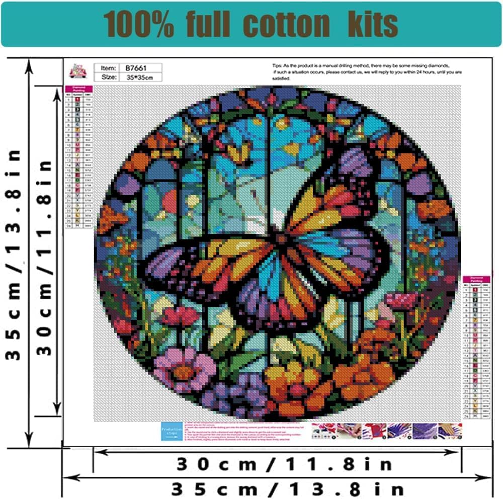 Butterfly Stamped Cross Stitch Kits - Counted Cross Stitch Kits for Beginners Adults,11 CT Patterns Dimensions Embroidery Kits Arts Craft Kits,for Gift and Home Decor 13.8 x 13.8inch
