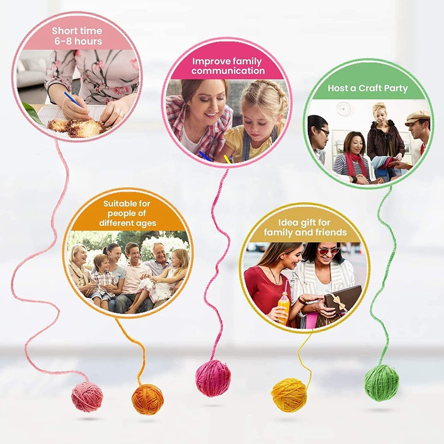 TEZKIM Latch Hook Kits for Adults Kids Christmas Rug Making Kits with Printed Canvas Carpet Tapestry Kits DIY Needlework Doormat Creative Gift Home Decoration 20.5Inch X13.8Inch (Beige)