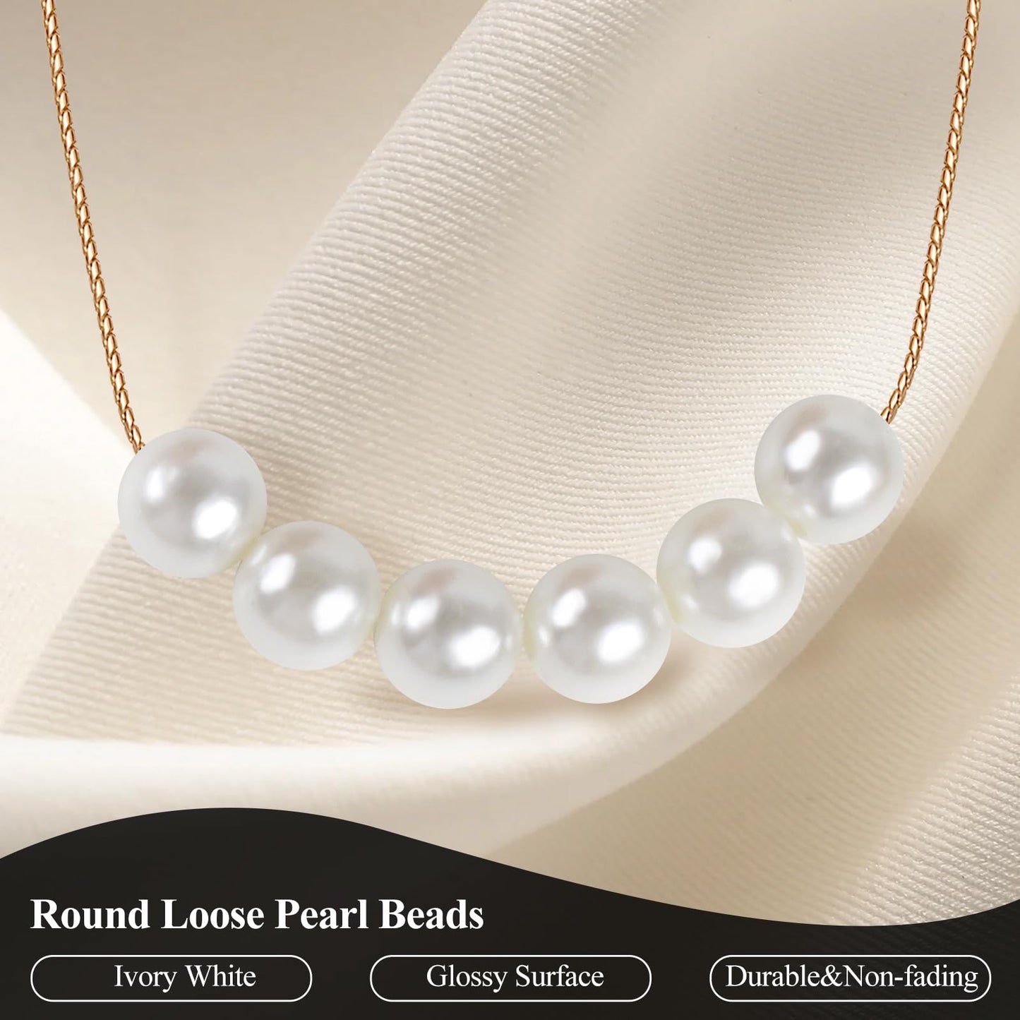 Phinus 1000 Pcs 8mm Pearl Beads with Hole, Round Shapes Pearls for Crafting, Loose Pearl Beads for Jewelry Making, Pearls for Jewelry Making, Decoration, DIY Crafts, Stuffing