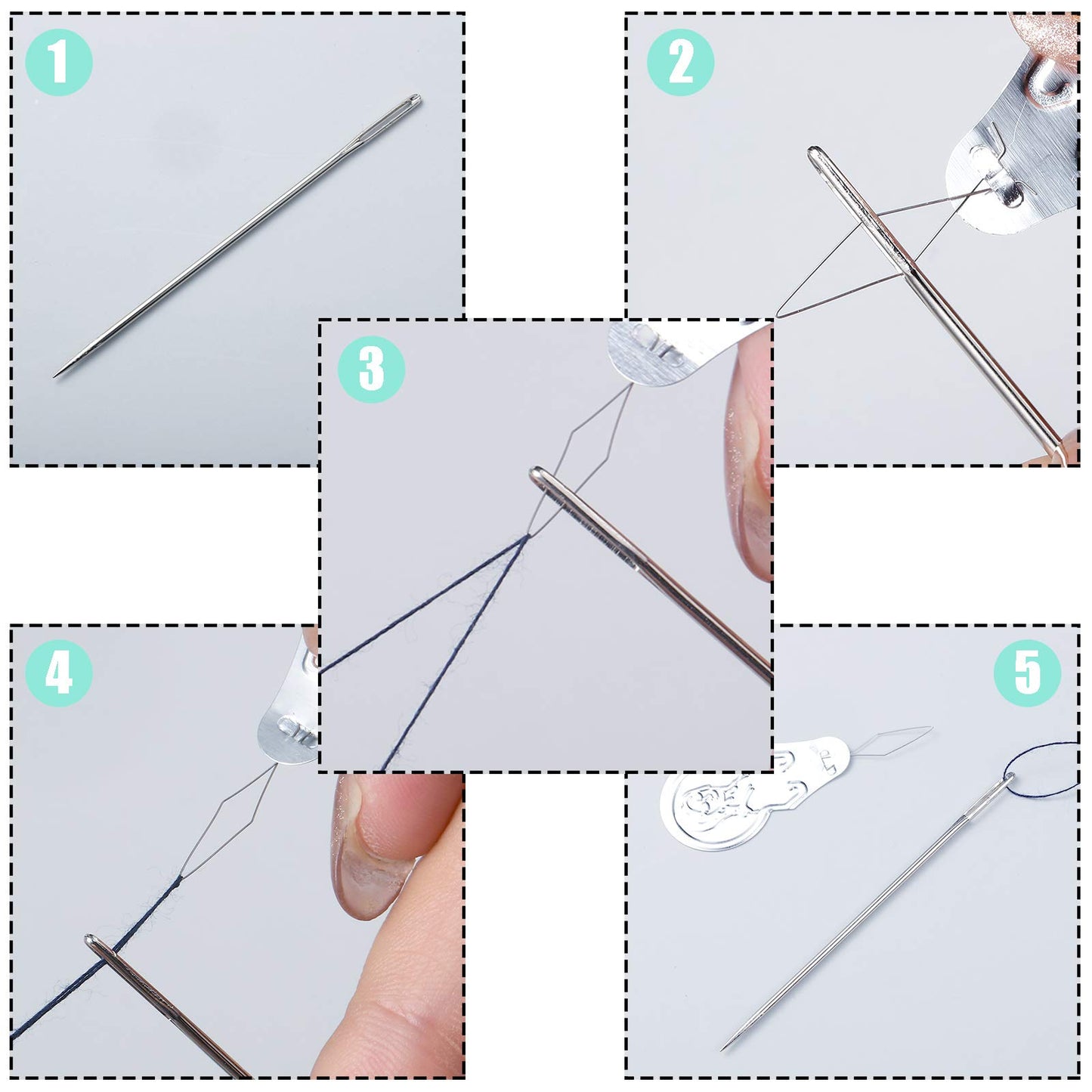 WILLBOND 200 Pieces Embroidery Needle Threader Stitch Insertion Hand Machine Sewing Tool Sizes 45 mm Aluminum Needle Threader Silver Tone Wire Loop for Embroidery DIY Sewing Crafts