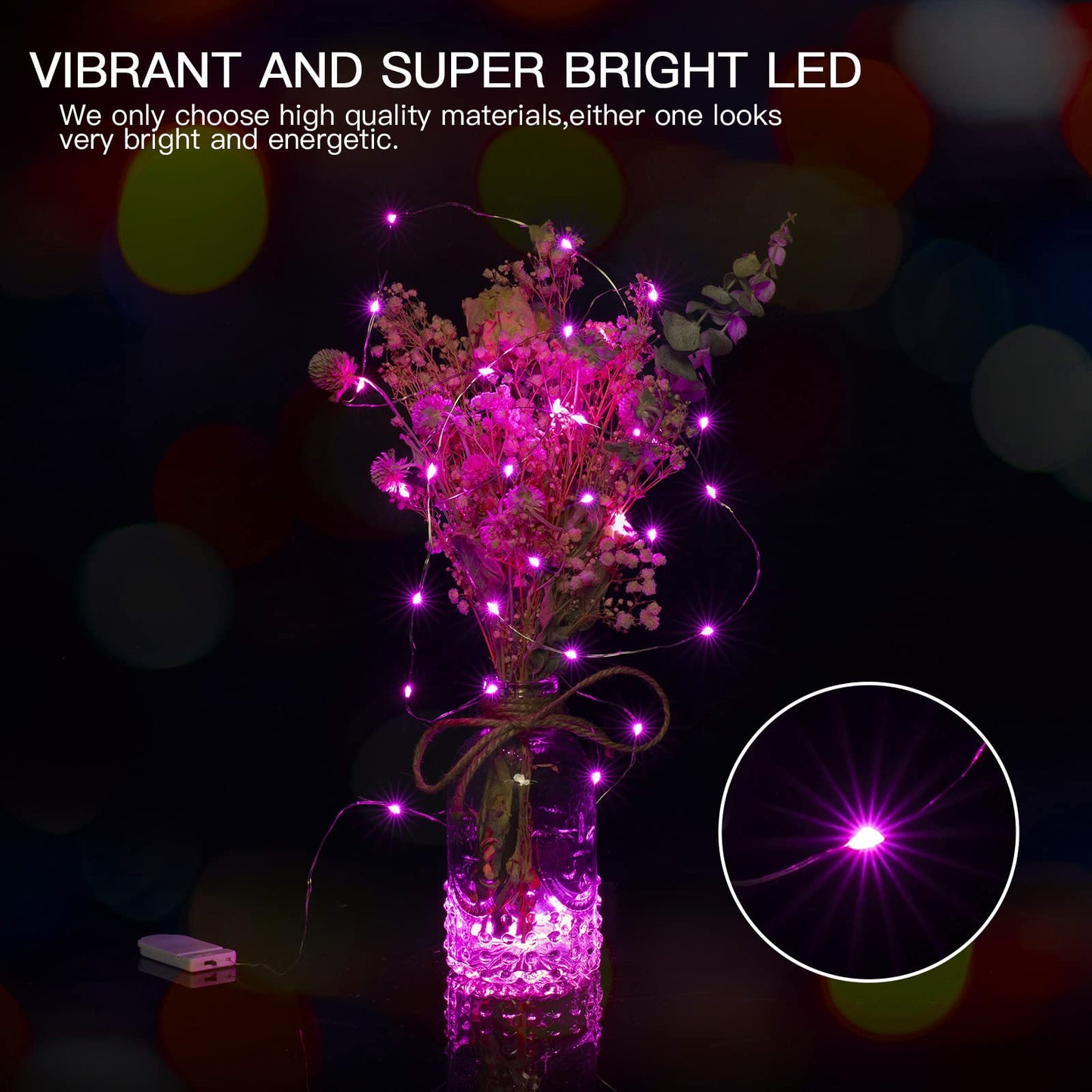 Valentine's Day 12 Pack Pink Led Fairy Lights Battery Operated String Lights Waterproof Silver Wire 7 Feet 20 Led Firefly Starry Moon Lights for DIY Wedding Party Bedroom