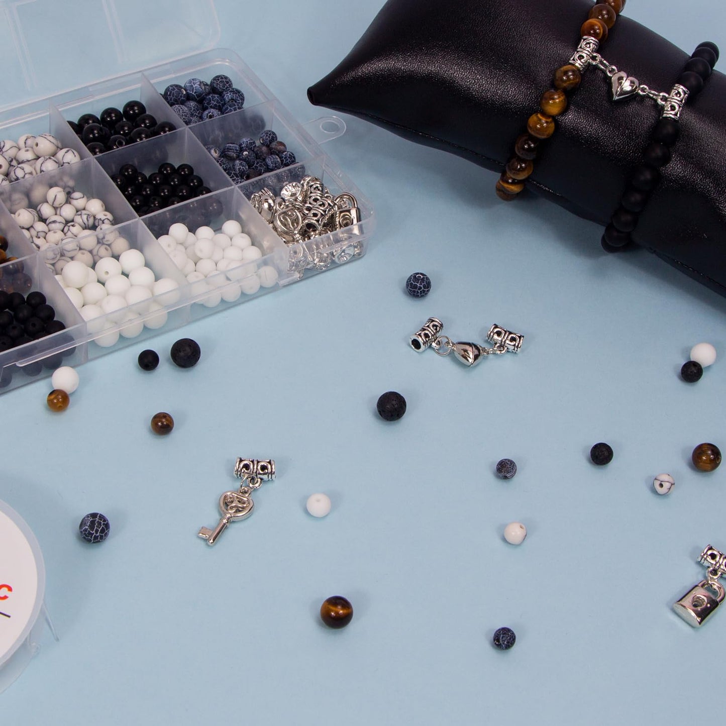 Stone Beads for Jewelry Making, Charm Bracelet Making Kit, 450Pcs Beads for Bracelets Making Kit DIY Magnetic Bracelets for Couples Lovers