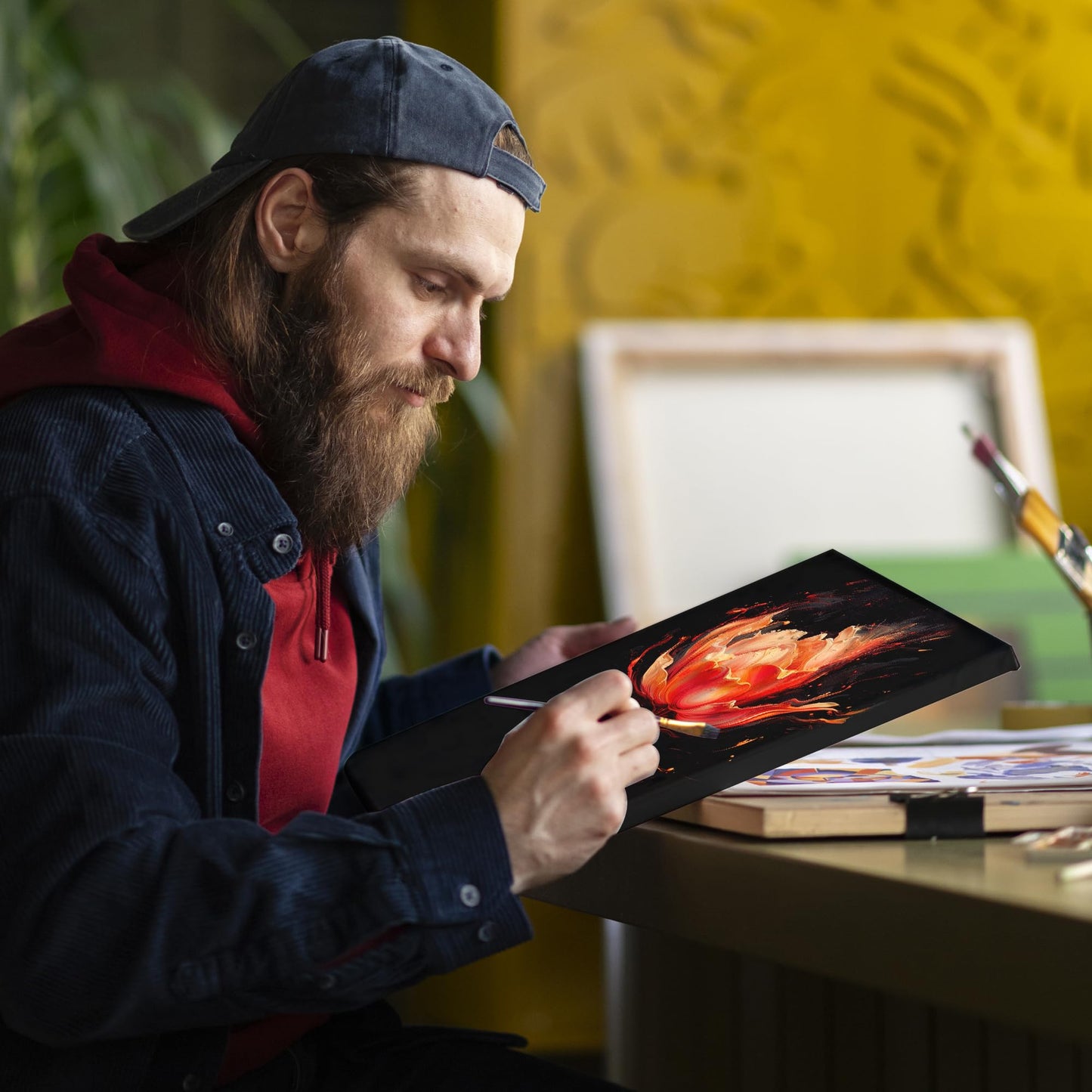 Black Stretched Canvas, 8x10 Inch/4 Pack - 3/4 Inch Profile, 8 Oz Quadruple Gesso Primed 100% Cotton Blank Black Canvases for Acrylic, Oil, Tempera, Metallic, Neon Painting & Crafts