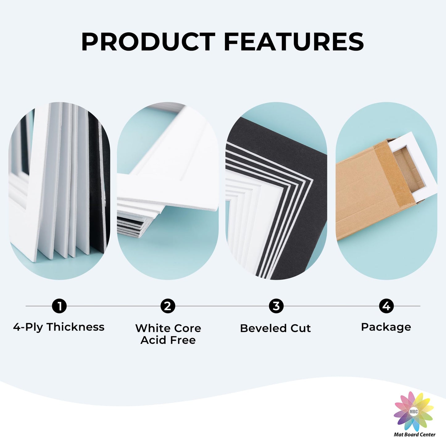 10 Pack Pre-Cut 5x7 Picture Mats for 4x6 Photos/Prints - Acid Free, Bevel Cut, White Core, 4-Ply Thickness (White & Black)