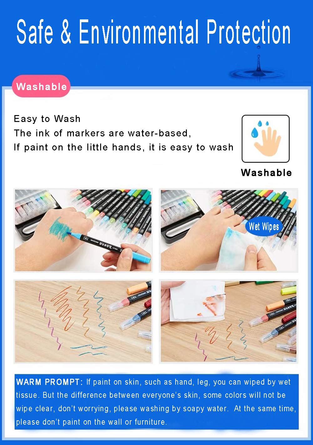 Kekelele Dual Tip Markers for Kids, Washable Set, Art with Stand Portable Box, Gift For Kids (24 Colours)