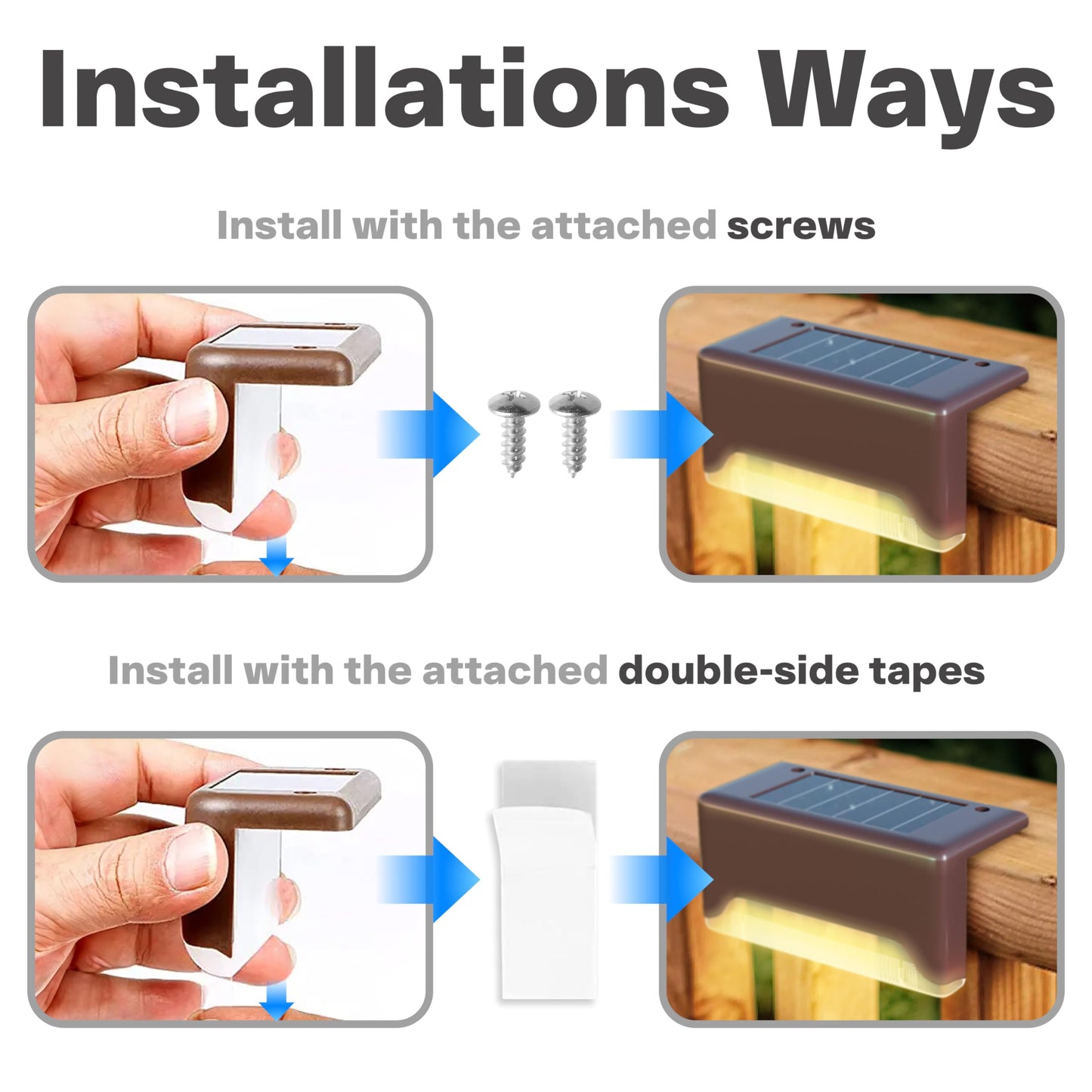 FJZ Solutions inc Solar Deck Lights, LED 16 Pack to Fence Post, Deck Lights, Waterproof, Powered Deck Decorations Outdoor, Solar Fence Lights,Patio, Garden, Step, Yard, and Pathway(Warm White)