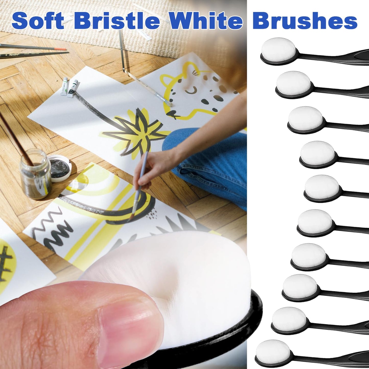 6 Pack Ink Blending Brushes for Crafting Stencil Brushes, Tool for Stamping Scrapbooking, Card Making Ink Blending for Crafter (Size 4, Black Handles)