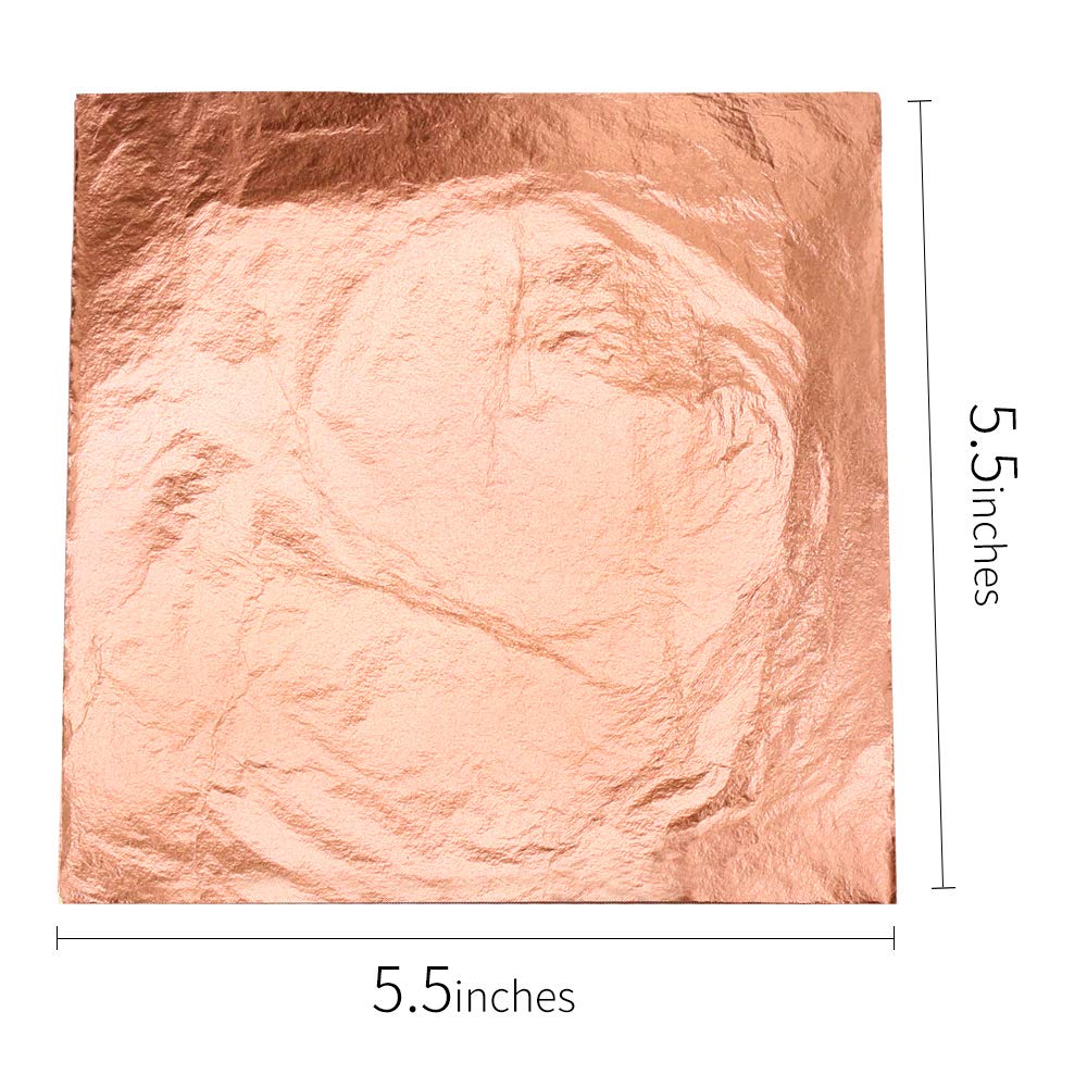 YongBo Gilding Gold Leaf Foil,100 Sheets 5.5" X 5.5" Real Copper Leaf Foil Paper for Arts,Crafting, Home Decoration, Handmade DIY
