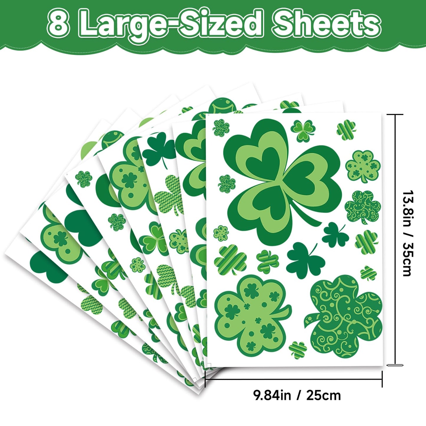 St Patricks Day Window Clings Decorations, Saint Patrick's Day Shamrock Decor, Sticker Decal for Holiday Home Party, 8 Sheets 126 PCS