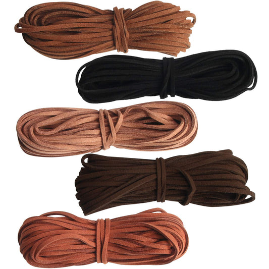 SANNIX 55 Yards 2.6mm Suede Cord Faux Leather Cord String Rope Thread for Bracelet Necklace Beading Jewelry DIY Crafts (5 Colors)