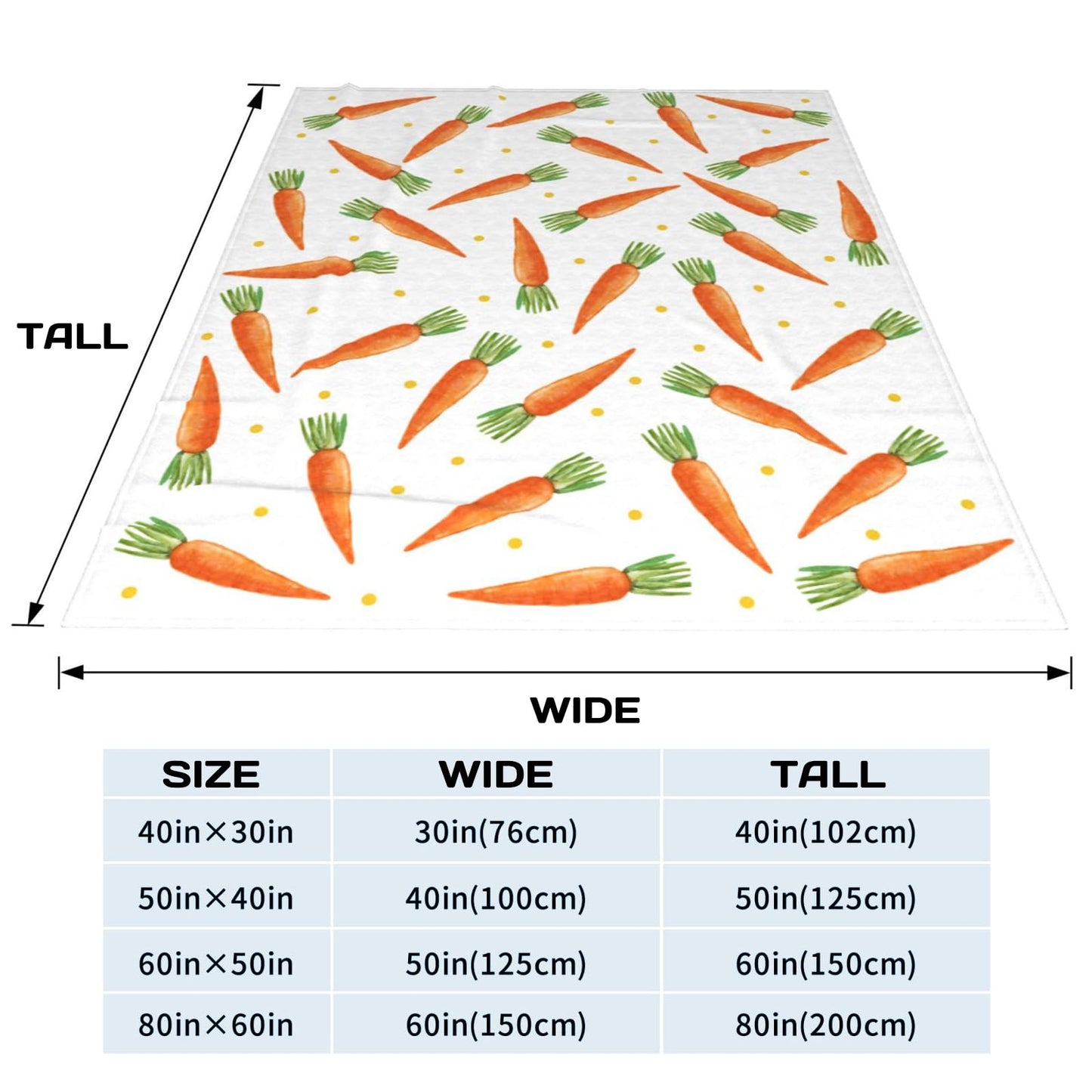 Easter Cartoon Carrots Throw Blanket, Polka Dots Super Soft Cozy Blanket, Warm Lightweight Anti Pilling Flannel Blanket for Sofa Couch Chair Bed 30" x 40"