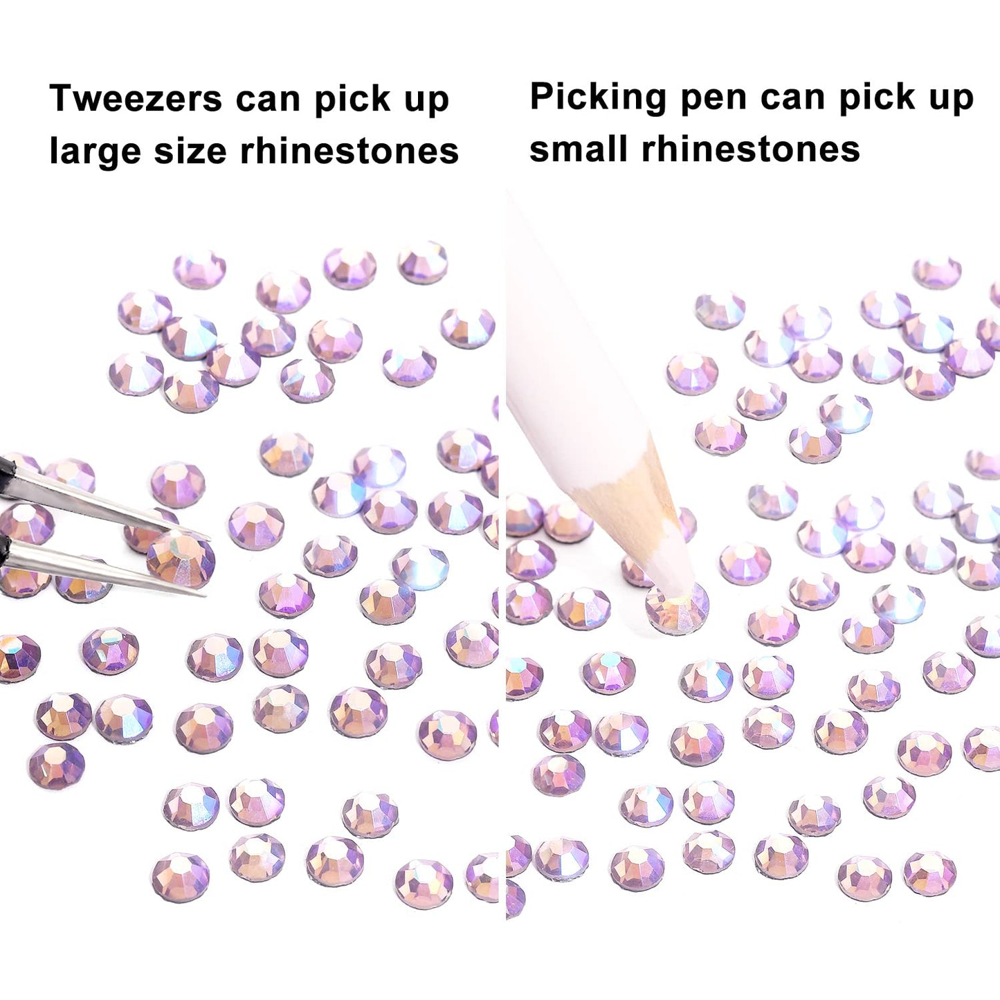 MEIBITE 6796PCS Pink AB Hotfix Rhinestones Crystal Stones Glass for Fabric Clothes Shirts Sparkly Flat Back Round with Tweezers and Picking Pen (SS6~SS30 Set)