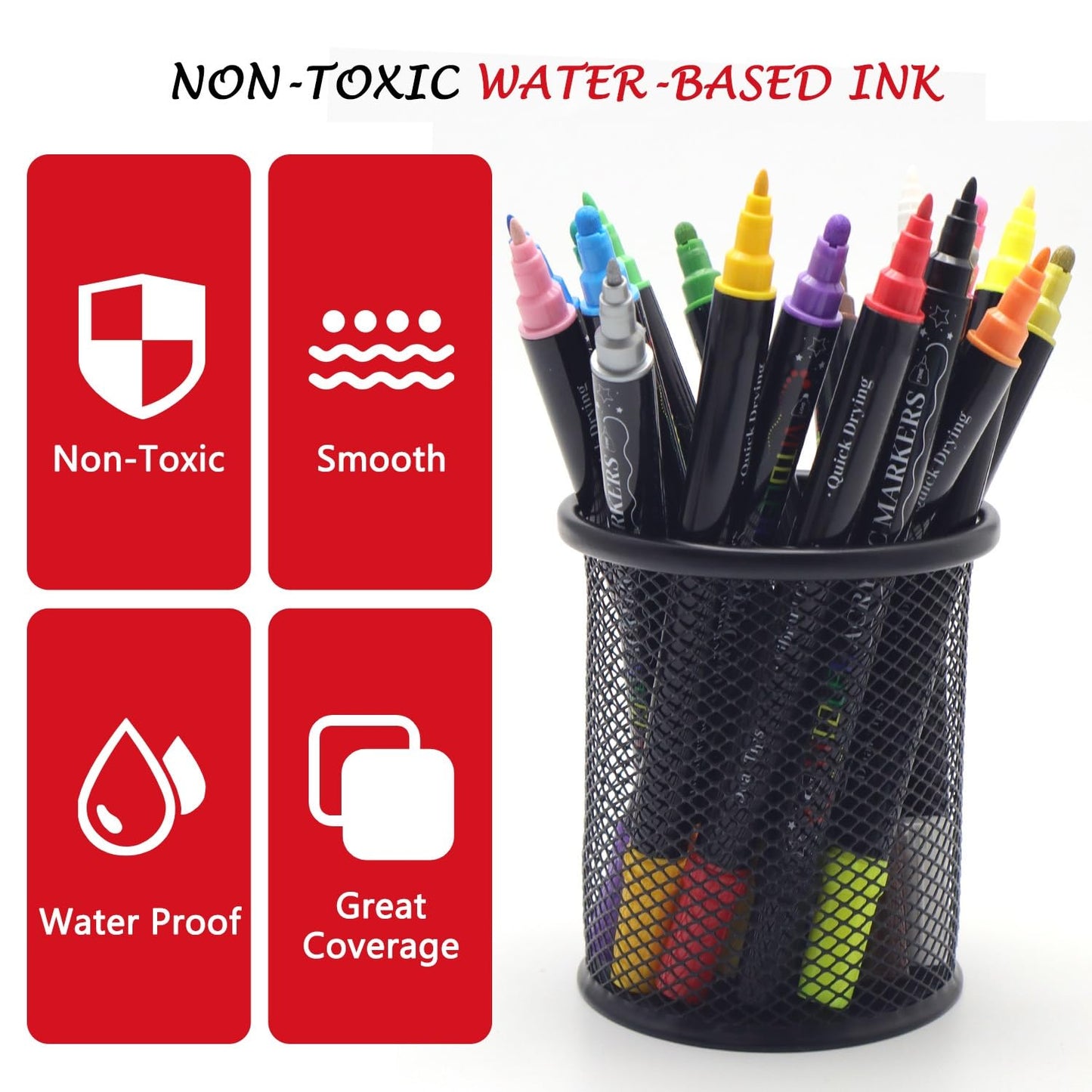 Acrylic Paint Markers,18pcs Dual Tip Acrylic Paint Set,Acrylic Paint Marker Pens with Brush Tip and Dot Tip for Painting Rock Diy Crafts Art Supplies