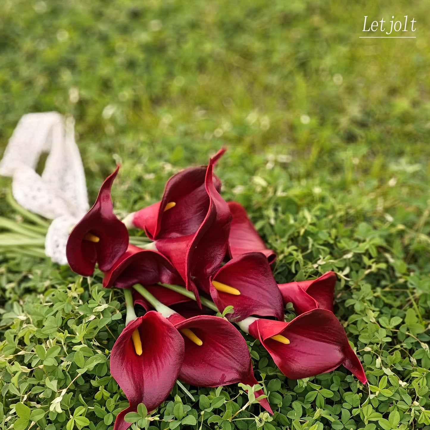 Letjolt Artificial Calla Lily Red Flowers 12Pcs for Wedding Bouquet Home Decoration Faux Calla Lilies Flower, Dark Red