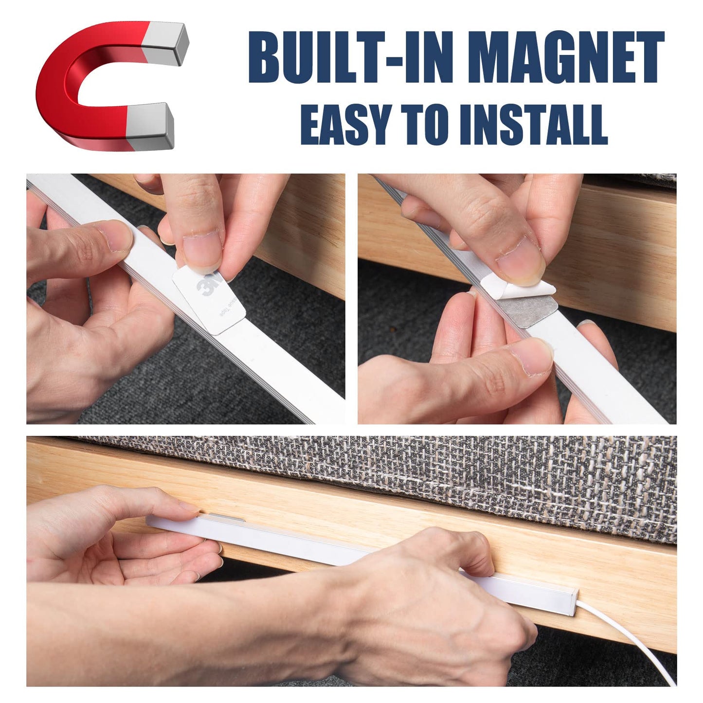 DWEPTU 2Pack LED Under Cabinet Lighting Dimmable Under Cabinet Lights with USB Powered for Closet Light Bar Under Counter Lighting Work Tables Student Dormitory (Include AC Plug)…