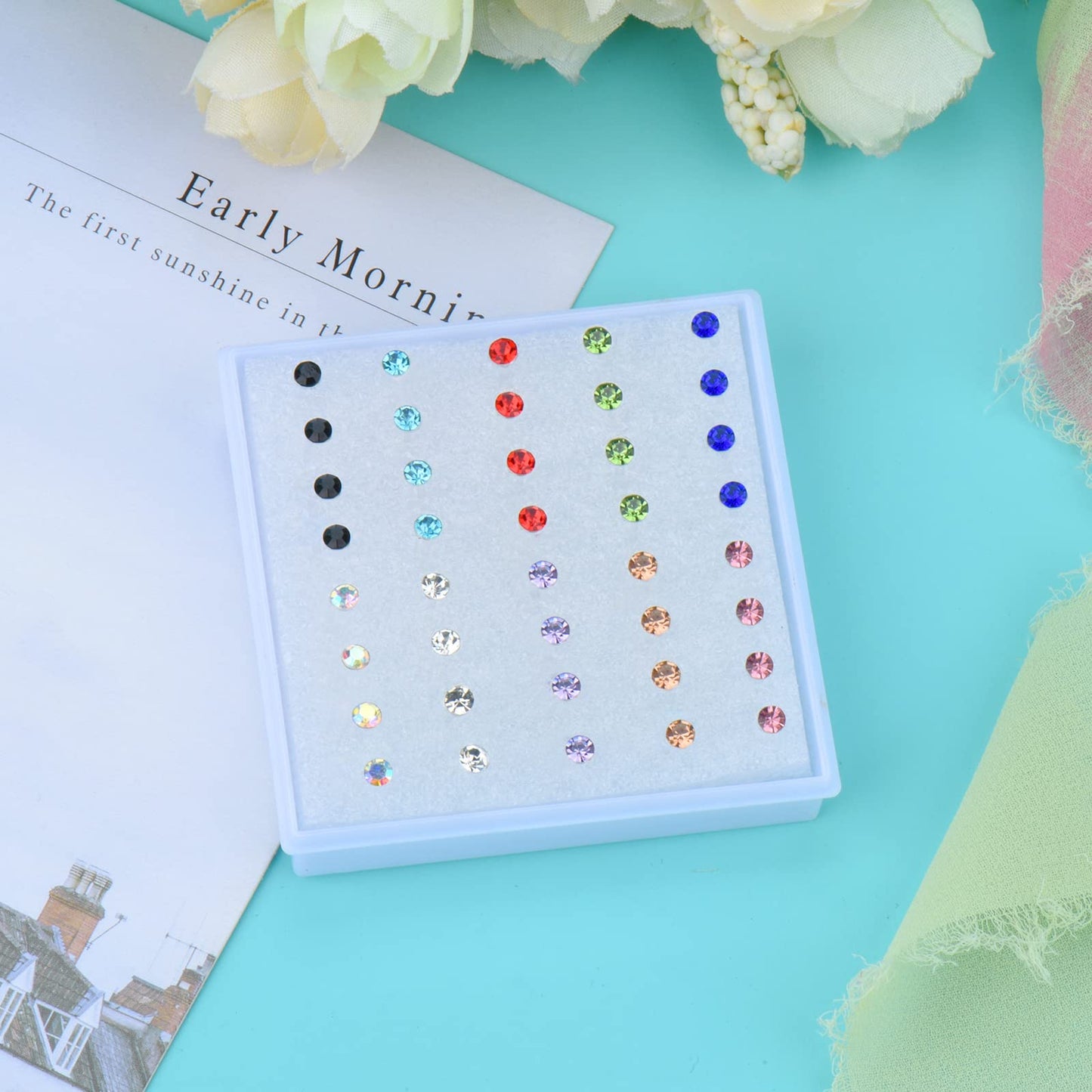 Plastic Earrings,80pcs Colorful Cubic Zirconia Earrings for Gril, medical grade plastic Post earrings for sensitive ears, 3mm stud earrings for women hypoallergenic