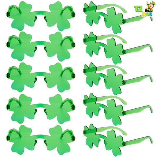 12 Pairs St. Patricks Day Shamrock Sunglasses, Shamrock Glasses Clover Eyewear, St Patrick Accessory Party Favor Supply